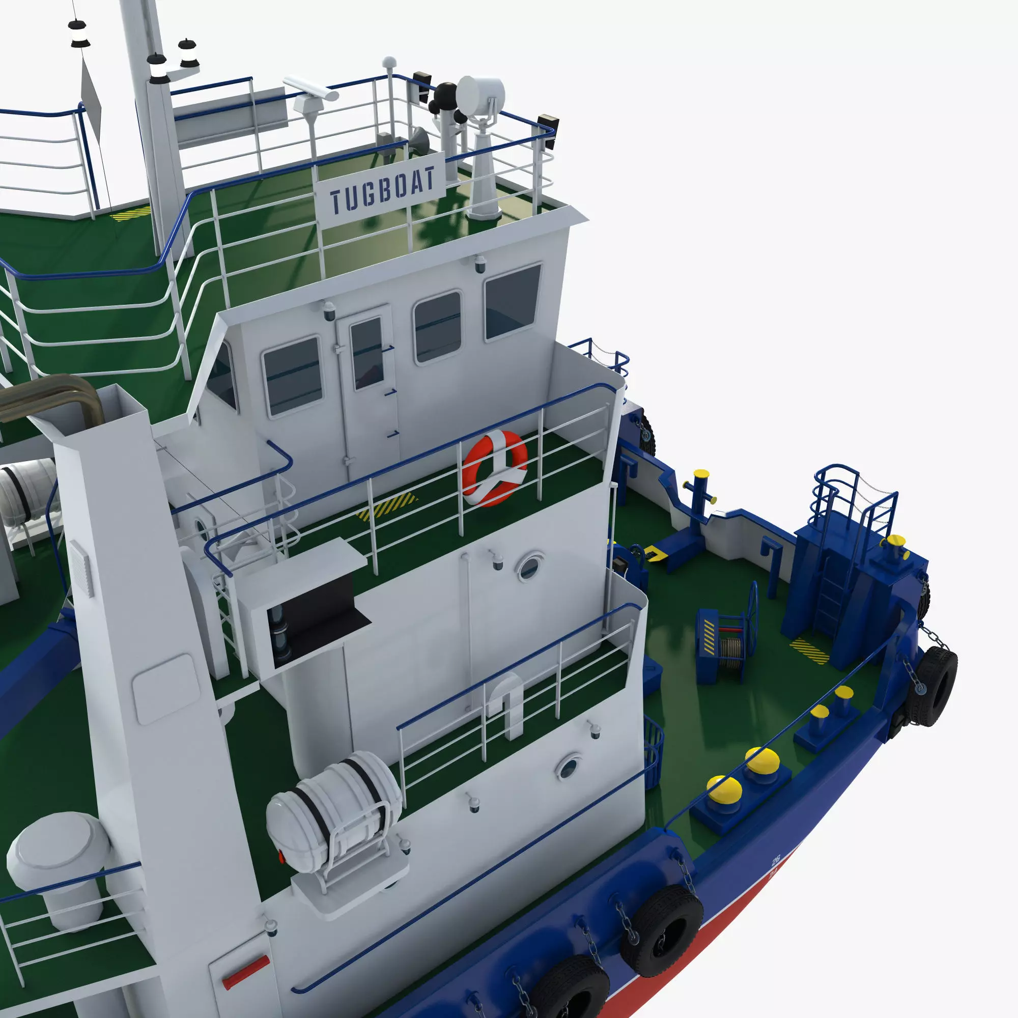 Tugboat Towing Ship 3D model_11