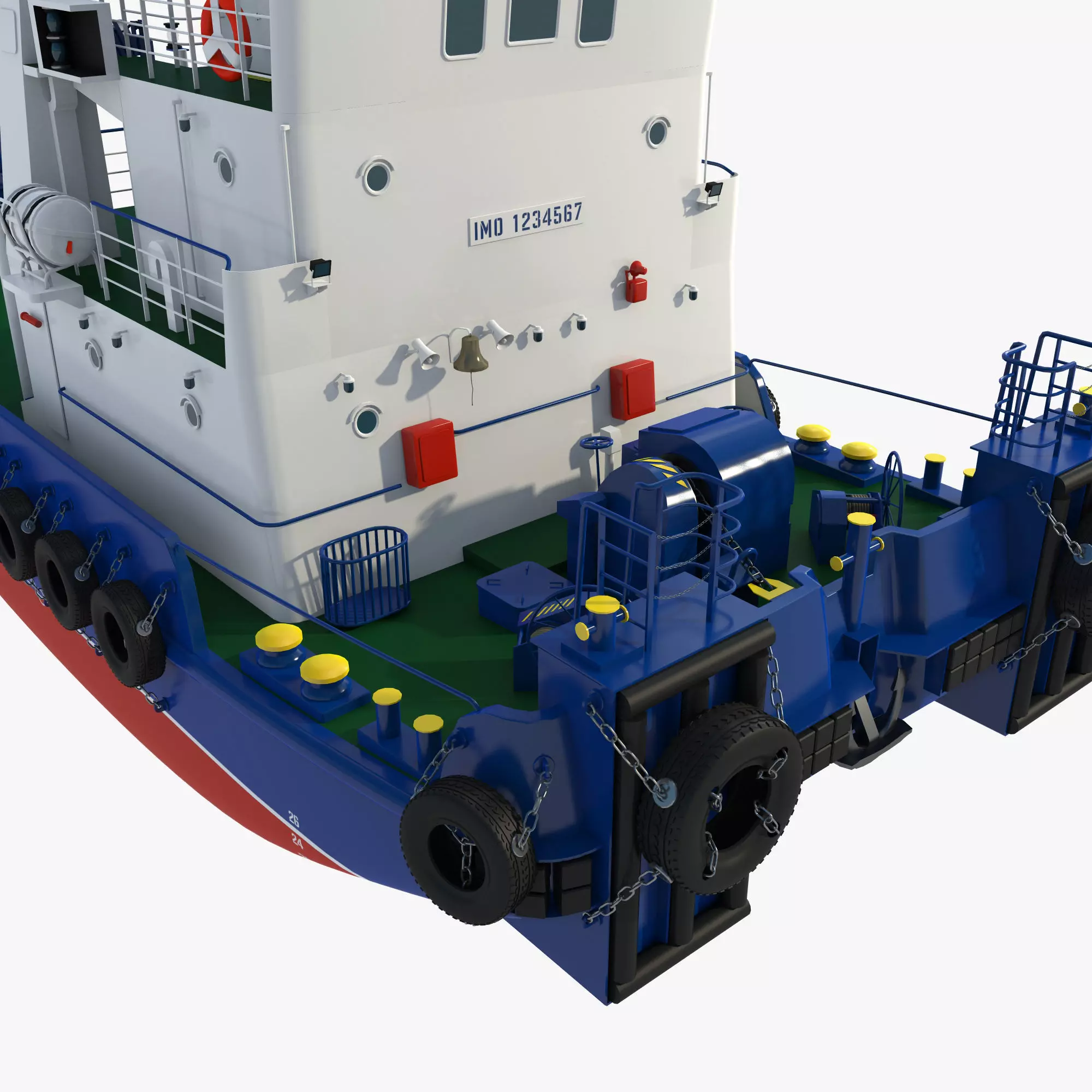 Tugboat Towing Ship 3D model_14