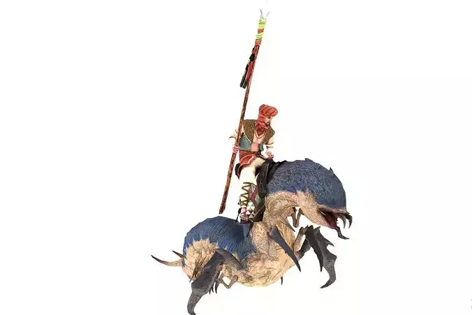 SandWorm Rider Male Warrior Sand Monster Attack