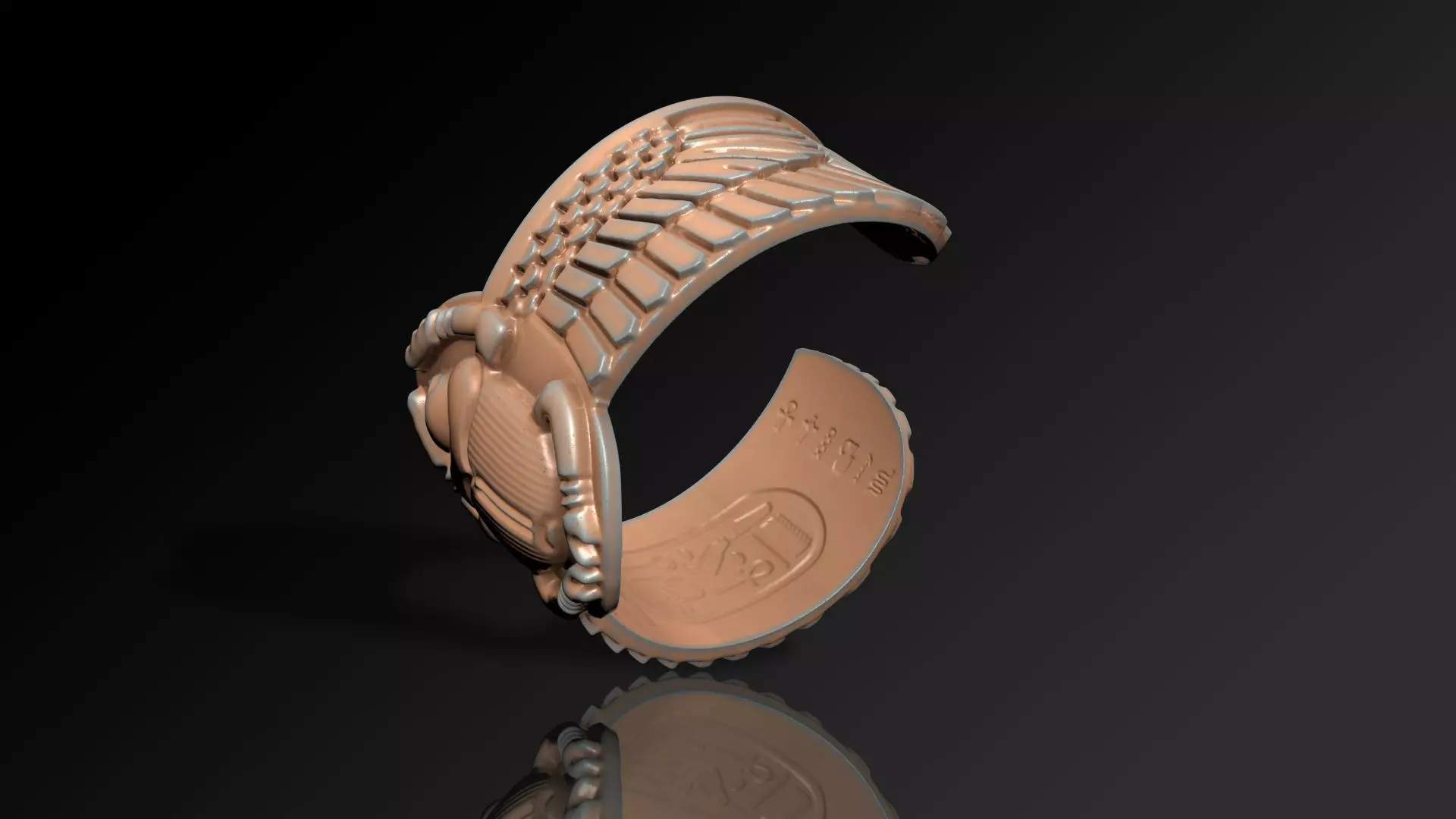 PHARAONIC EGYPTIAN SCARAB WING BRACELET 3D print model_1