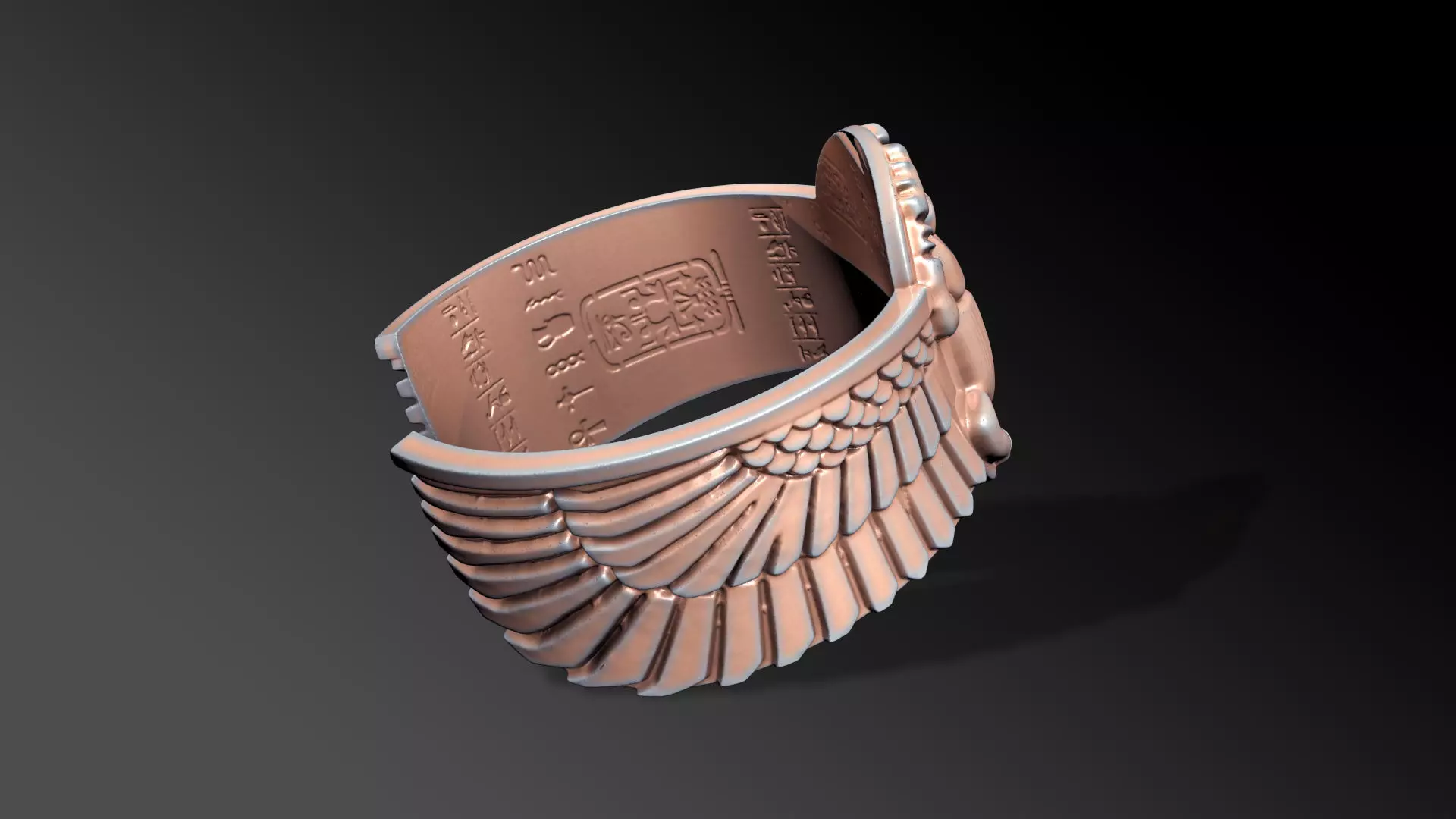 PHARAONIC EGYPTIAN SCARAB WING BRACELET 3D print model_3