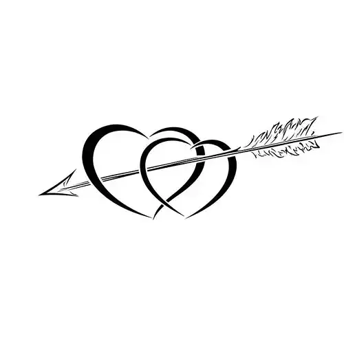 Two Loving Hearts -Tattoo Laser Vector Design 3D print model