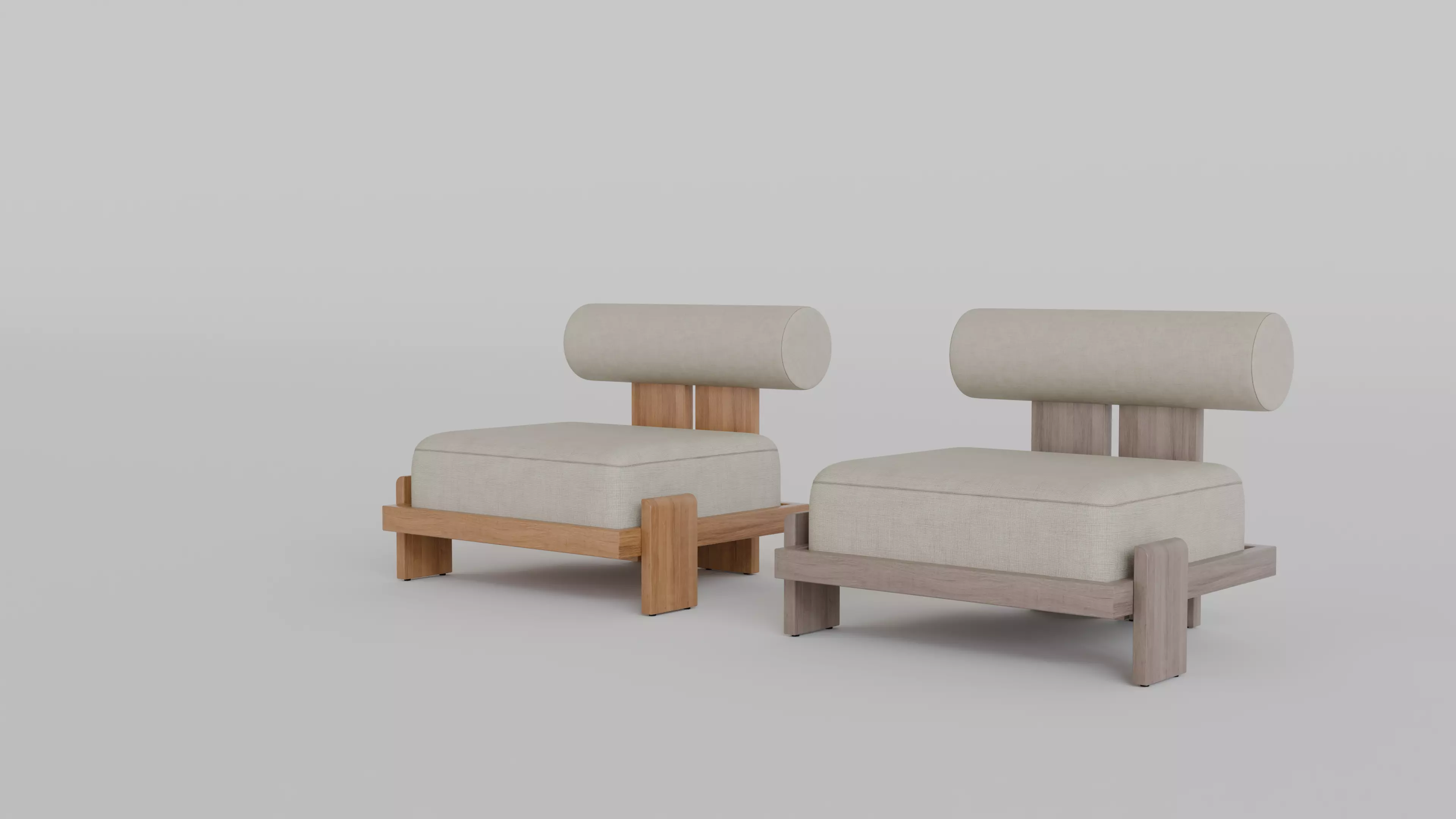 Eivor Lounge Chair 2 Wood Variants Natural and Aged Teak 3D model_1