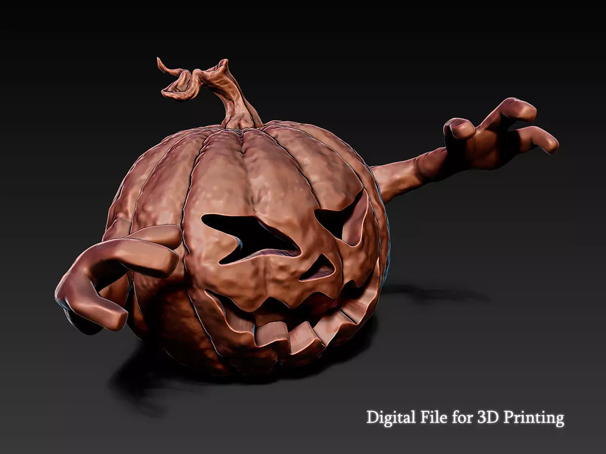 Stylized Jack O Lantern Character Halloween Pumpkin Sculpture 3D print model