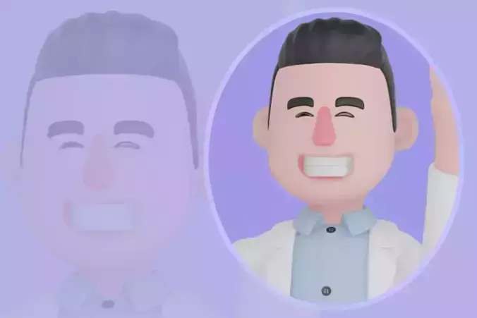 Stylized 3D Male Doctor Character - Smiling Holding Thermometer