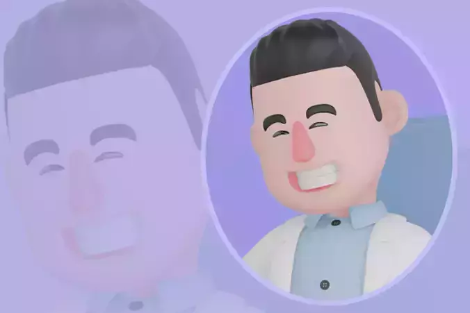 Stylized 3D Male Doctor Character - Sitting Writing on Tablet 3D model