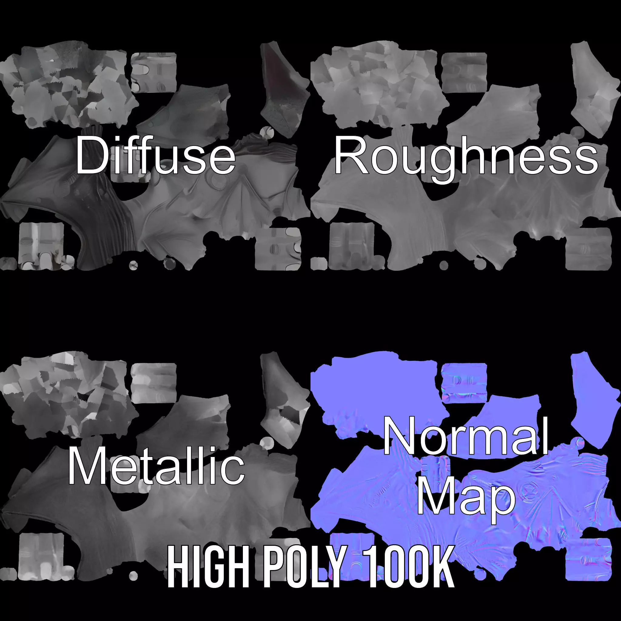 Futuristic Black Glove with Symbol Model Pack Low-poly 3D model_4