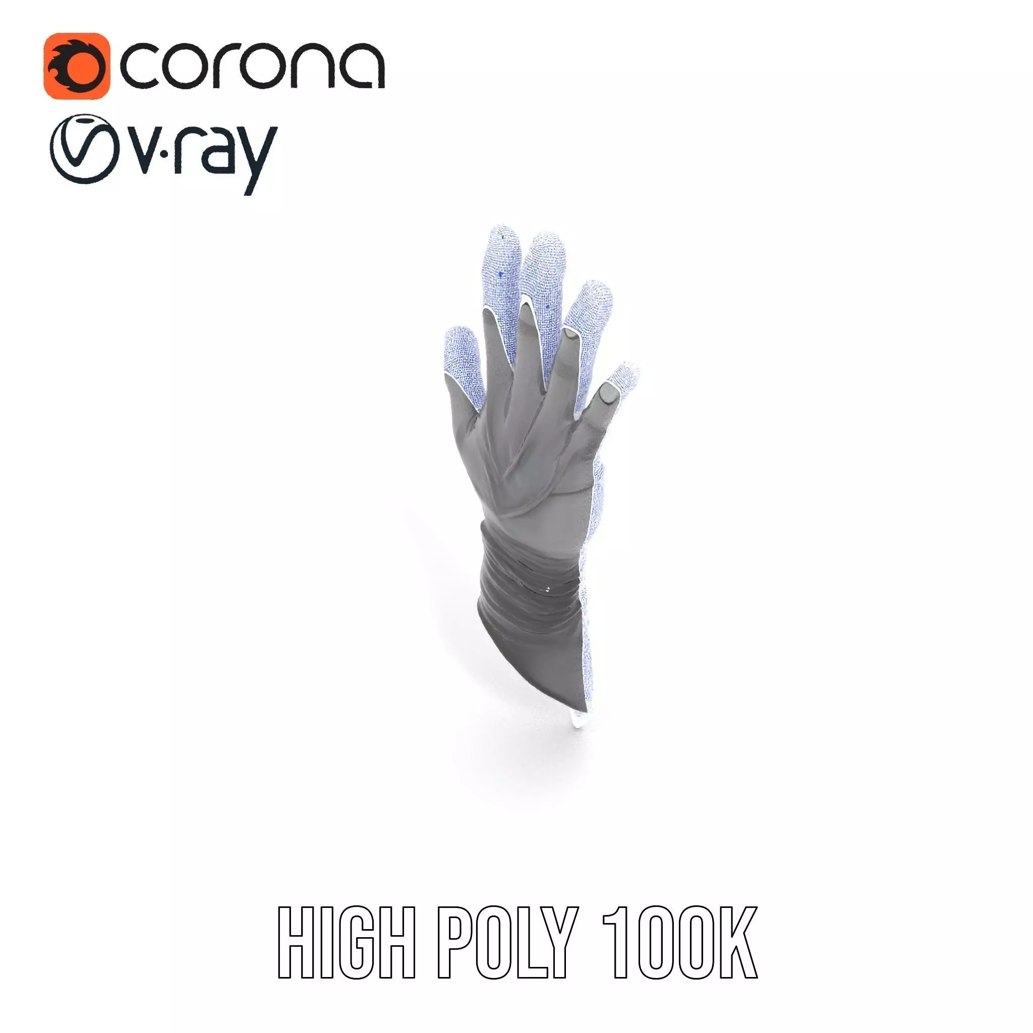 Futuristic Black Glove with Symbol Model Pack Low-poly 3D model_32