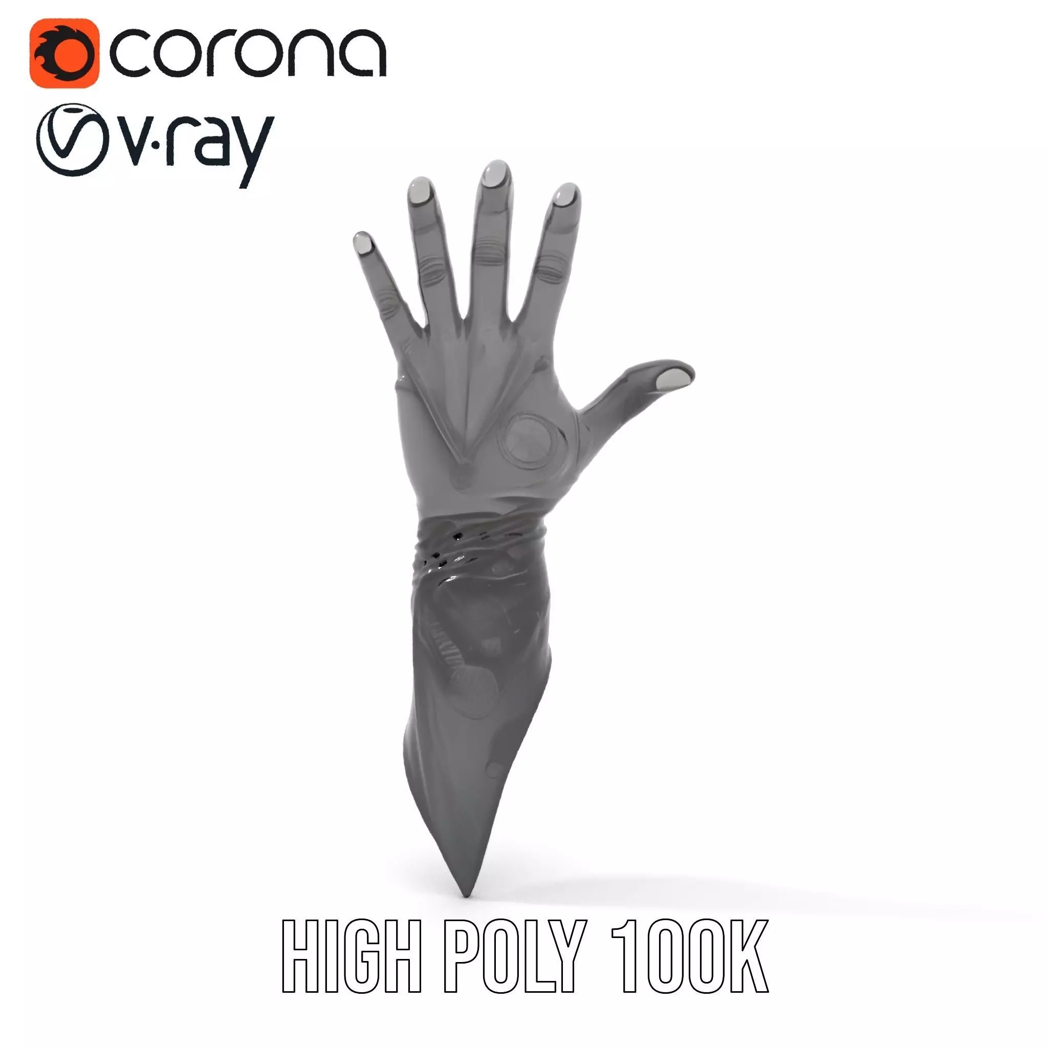 Futuristic Black Glove with Symbol Model Pack Low-poly 3D model_12