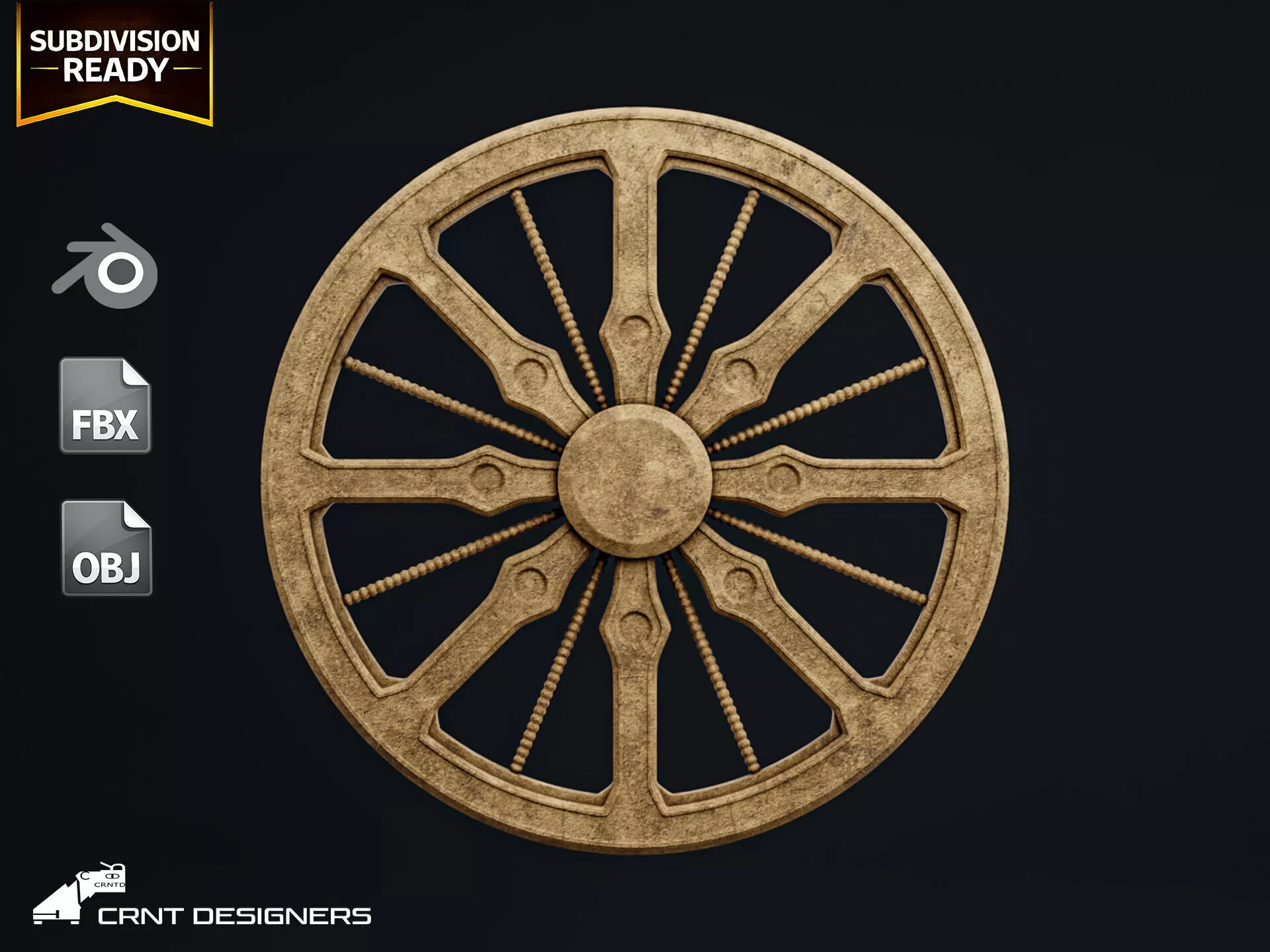 Konark Sun Temple Chariot Wheel - Ancient Stone Wheel Sculpture 3D model