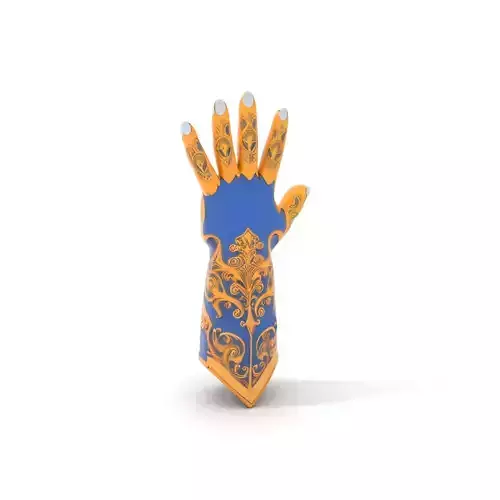 Elegant Gauntlet Model Pack with Ornate Gold Detailing Low-poly 3D model