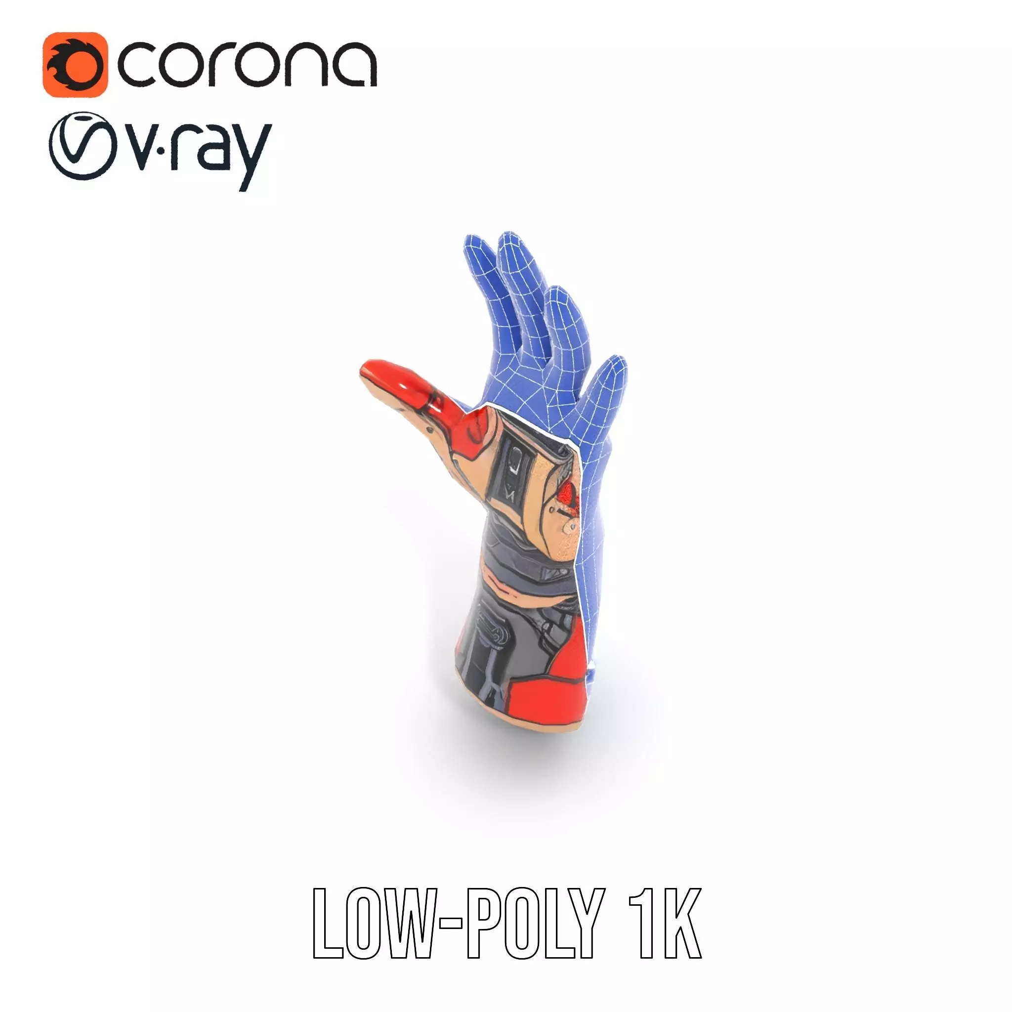 Futuristic Robotic Arm Model Pack with Articulated Fingers Low-poly 3D model_16
