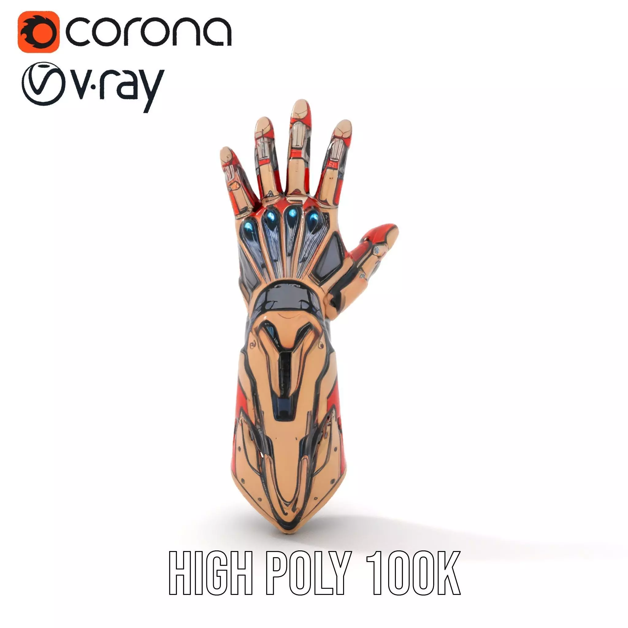 Futuristic Robotic Arm Model Pack with Articulated Fingers Low-poly 3D model_17