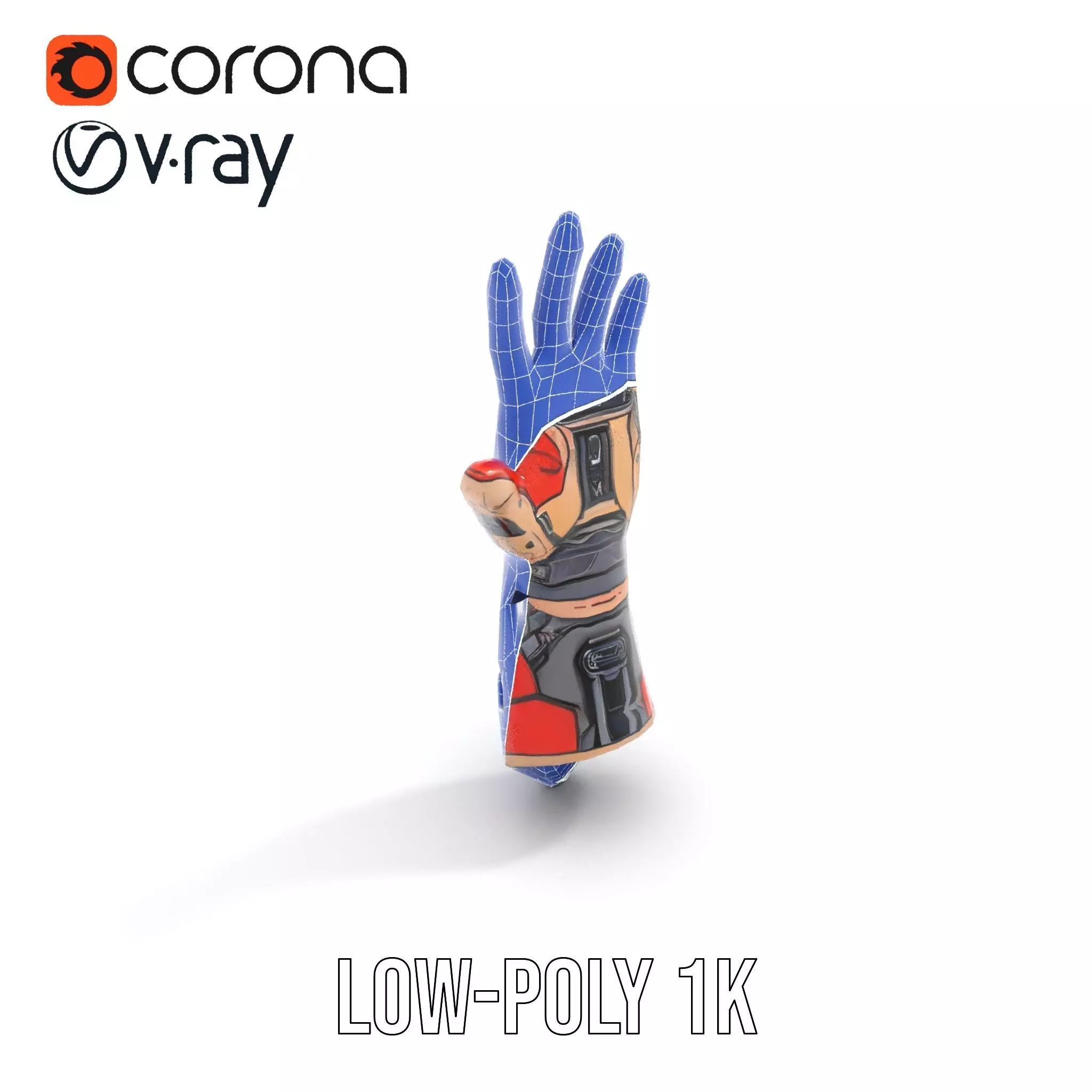 Futuristic Robotic Arm Model Pack with Articulated Fingers Low-poly 3D model_25