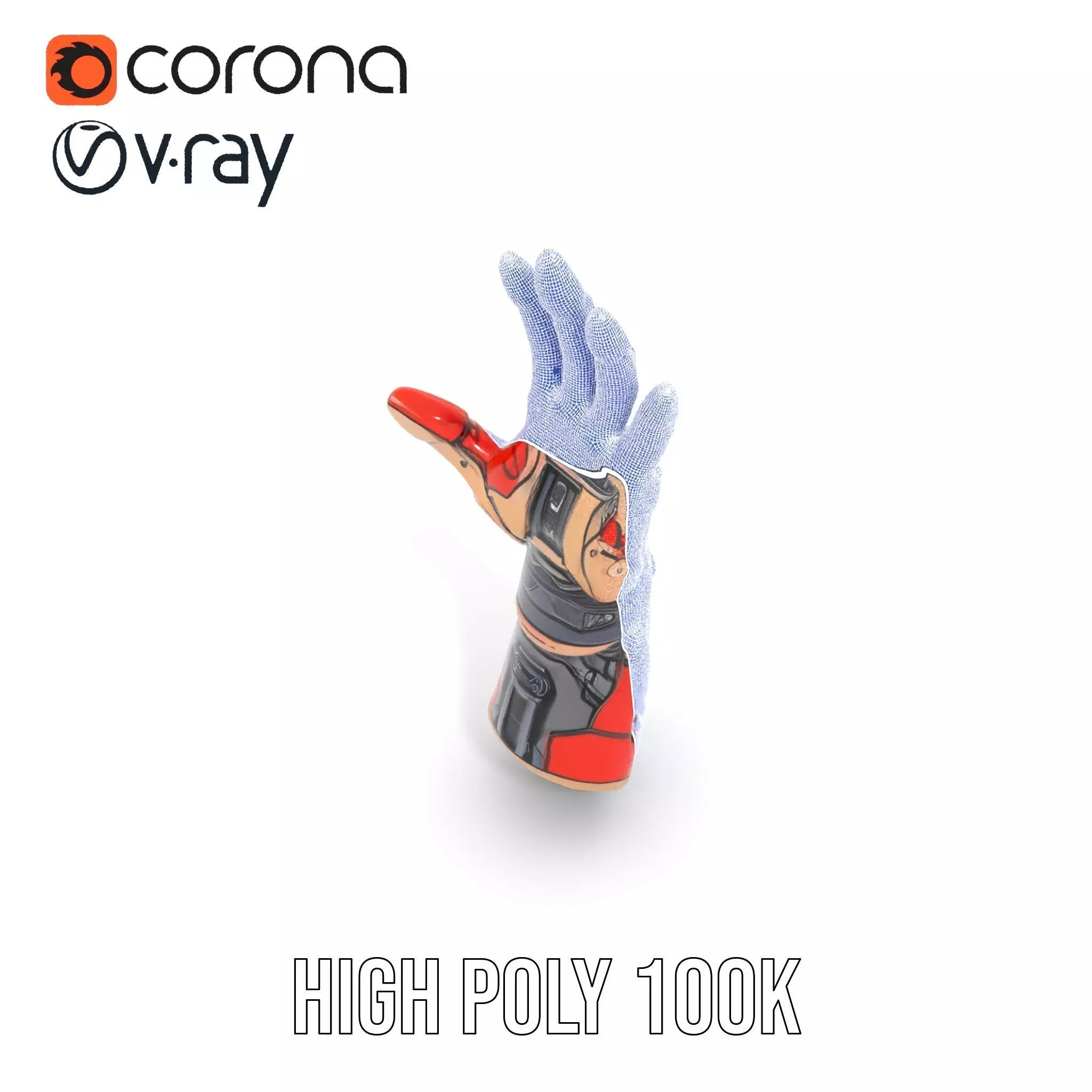 Futuristic Robotic Arm Model Pack with Articulated Fingers Low-poly 3D model_35