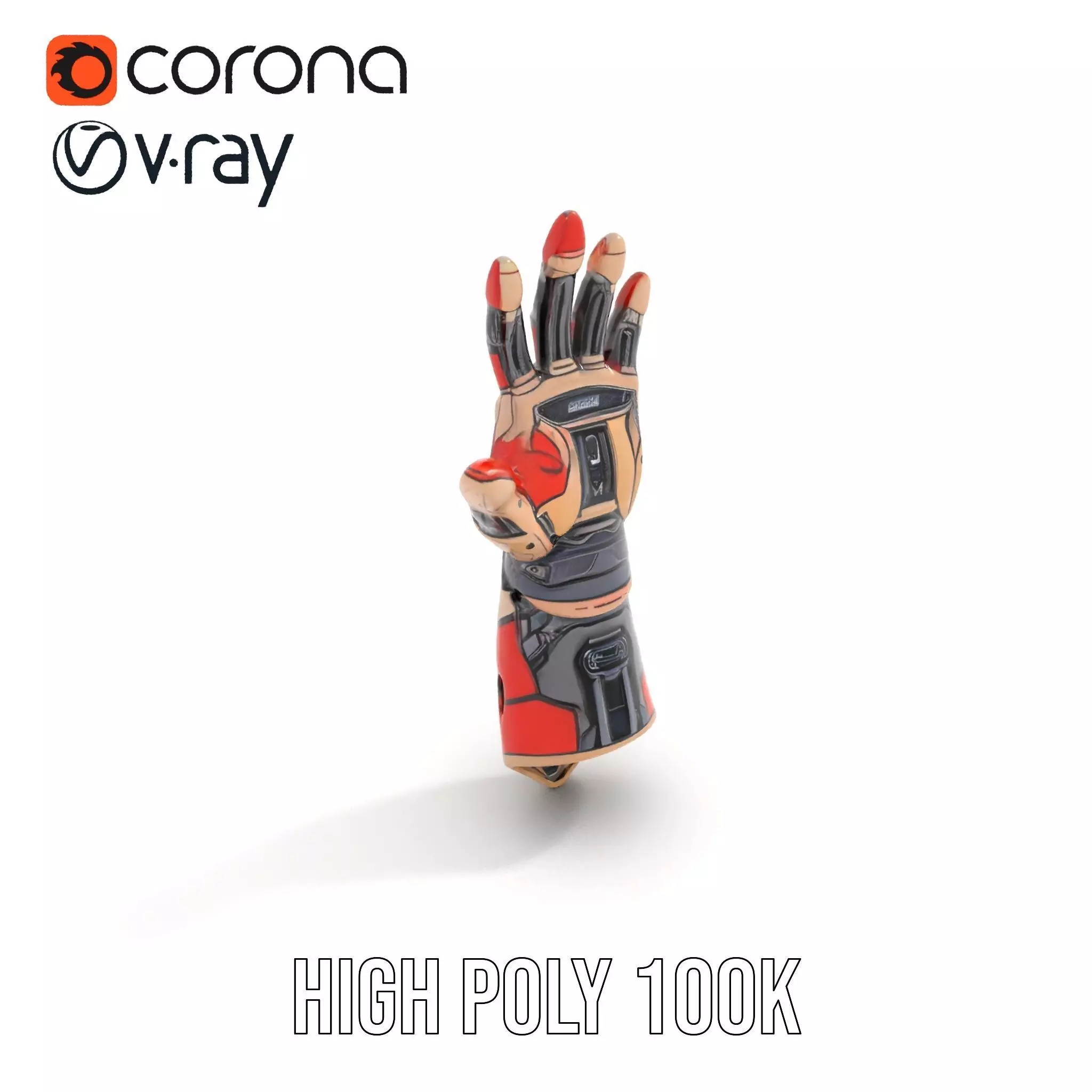 Futuristic Robotic Arm Model Pack with Articulated Fingers Low-poly 3D model_20