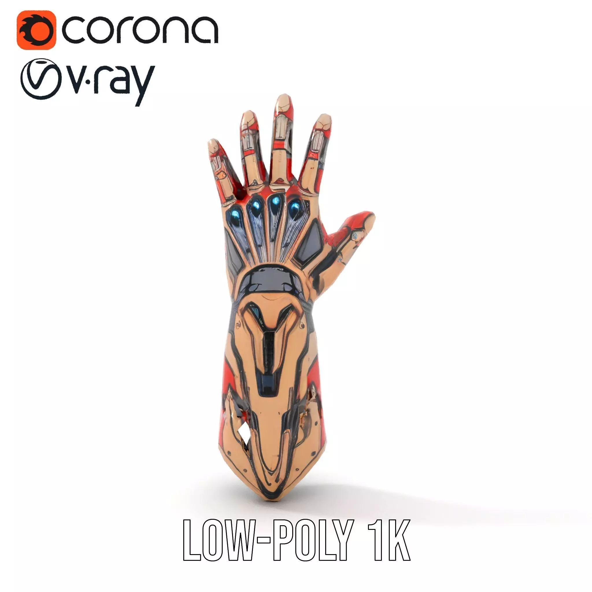 Futuristic Robotic Arm Model Pack with Articulated Fingers Low-poly 3D model_9