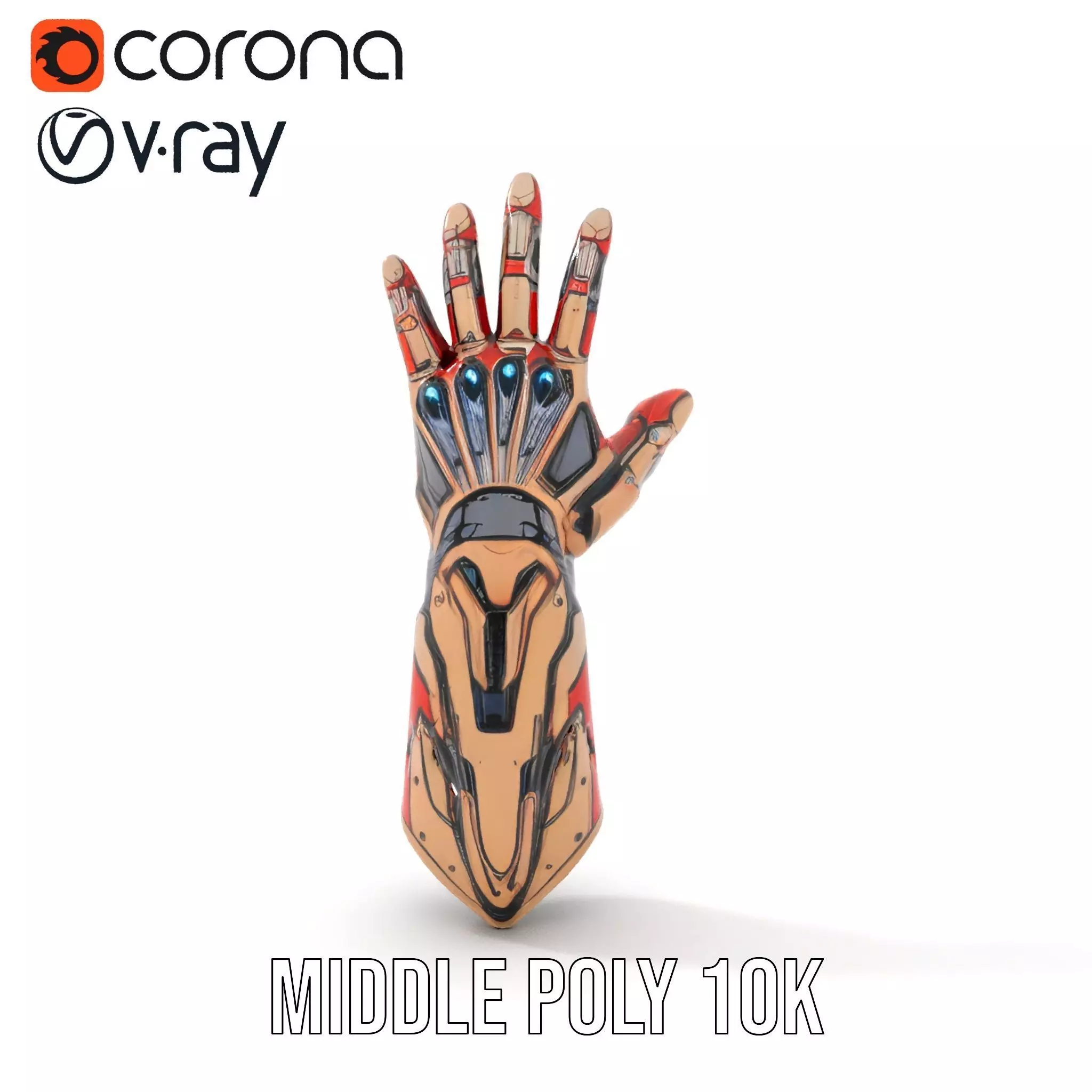 Futuristic Robotic Arm Model Pack with Articulated Fingers Low-poly 3D model_6