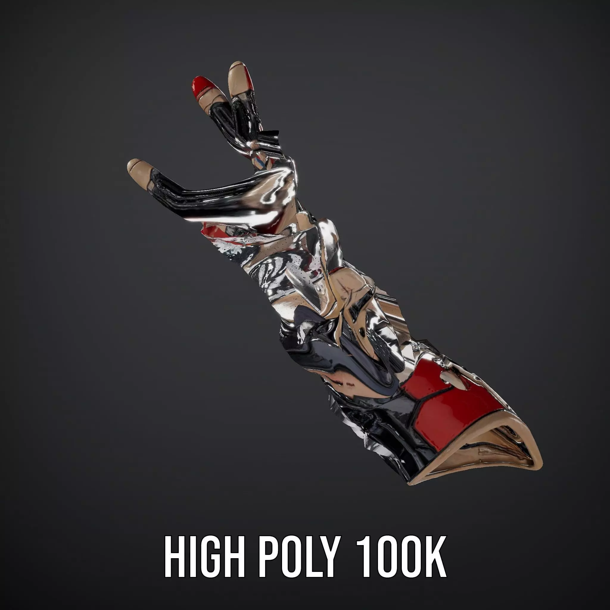 Futuristic Robotic Arm Model Pack with Articulated Fingers Low-poly 3D model_29