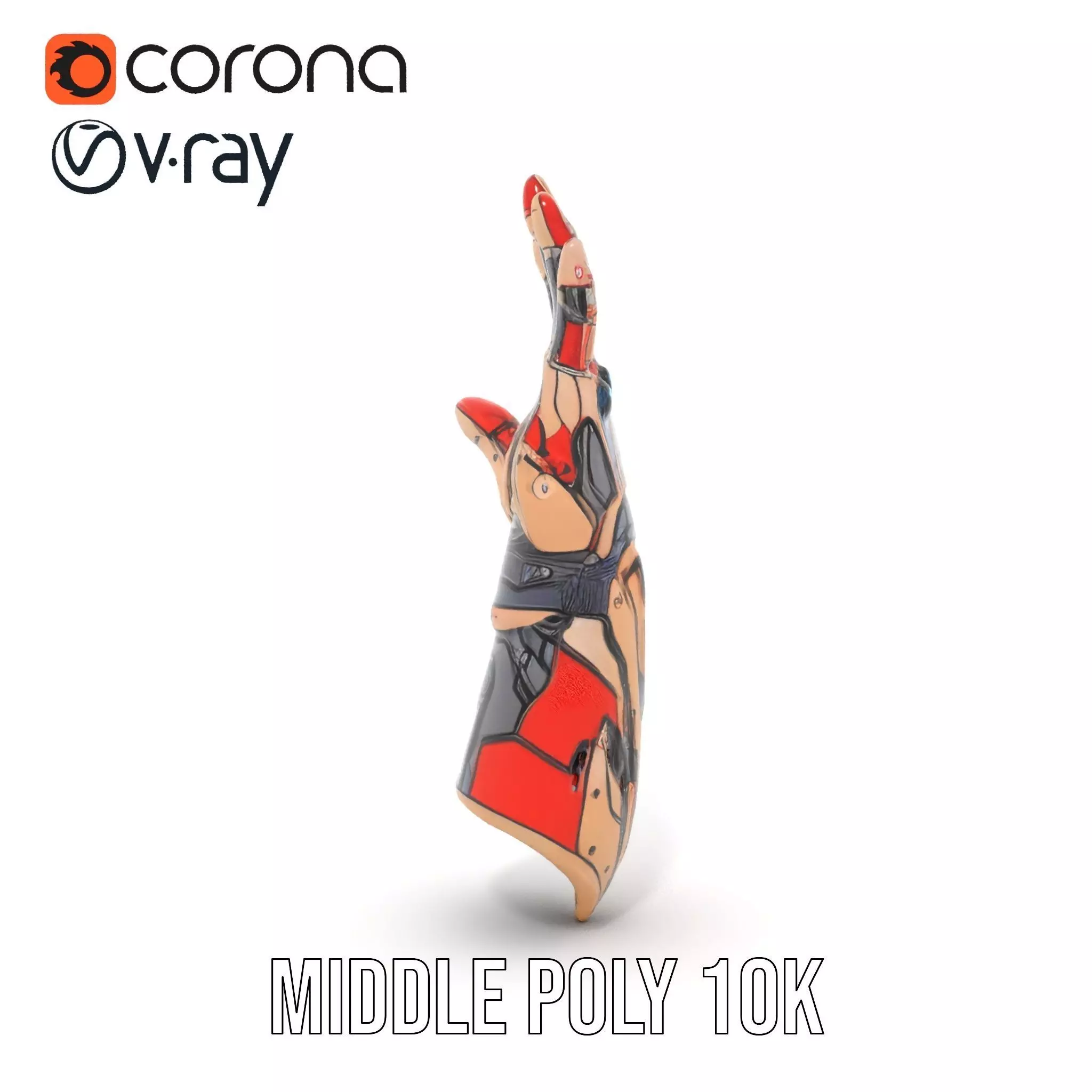 Futuristic Robotic Arm Model Pack with Articulated Fingers Low-poly 3D model_11