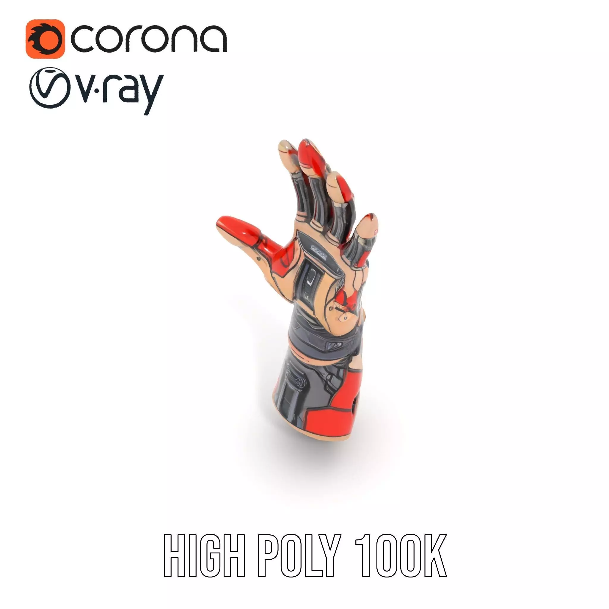 Futuristic Robotic Arm Model Pack with Articulated Fingers Low-poly 3D model_23