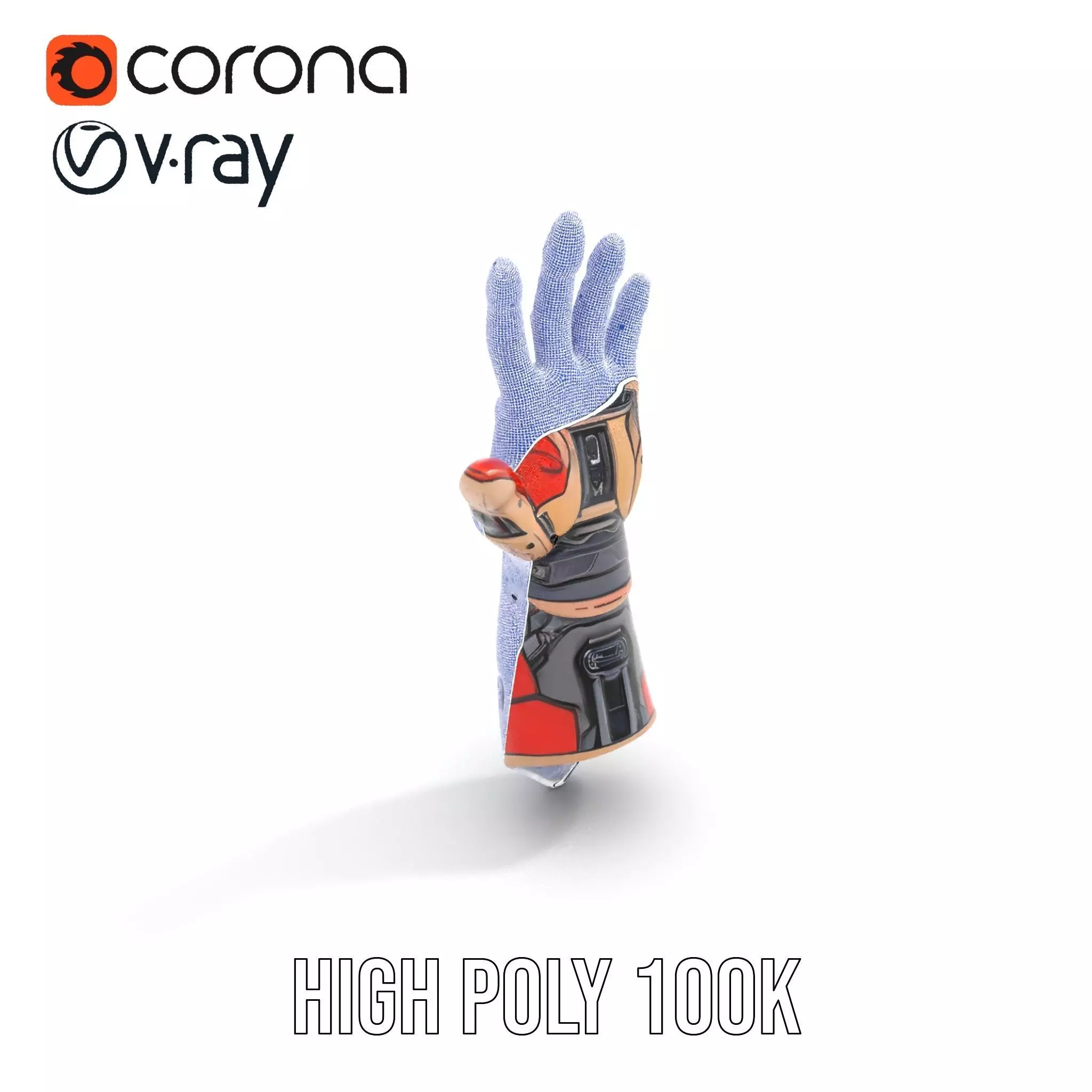 Futuristic Robotic Arm Model Pack with Articulated Fingers Low-poly 3D model_26