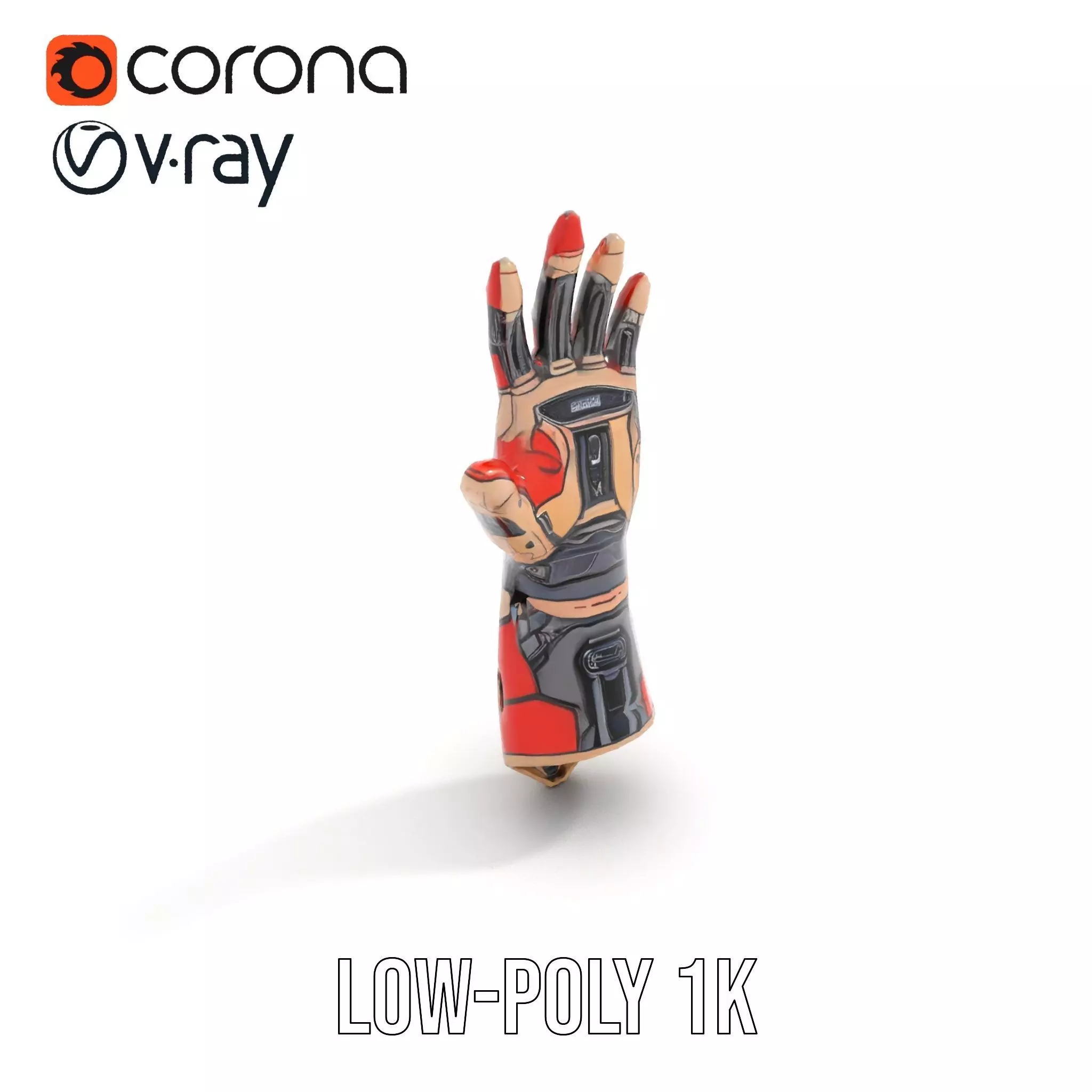 Futuristic Robotic Arm Model Pack with Articulated Fingers Low-poly 3D model_19