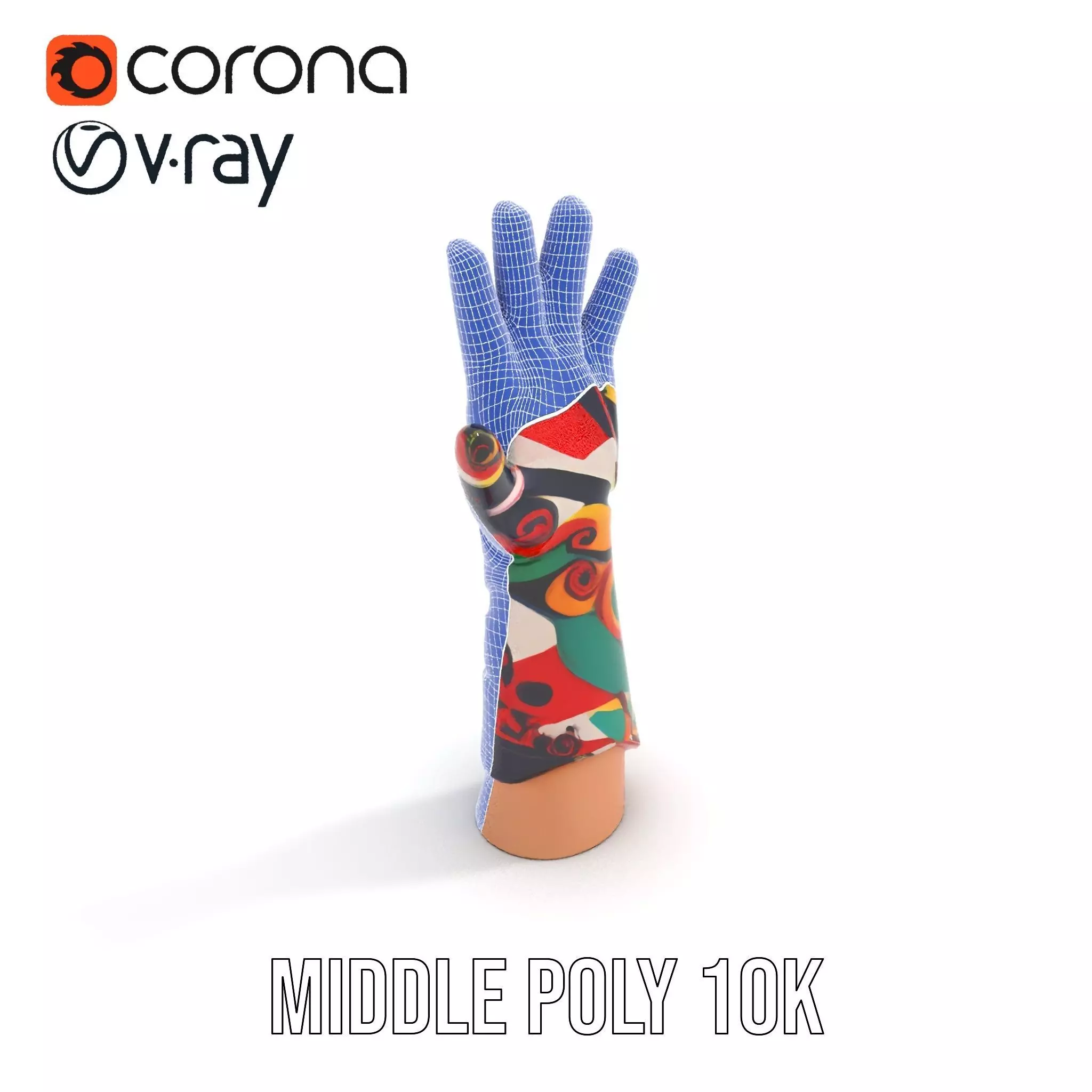Colorful Artistic Glove model pack Low-poly 3D model_30
