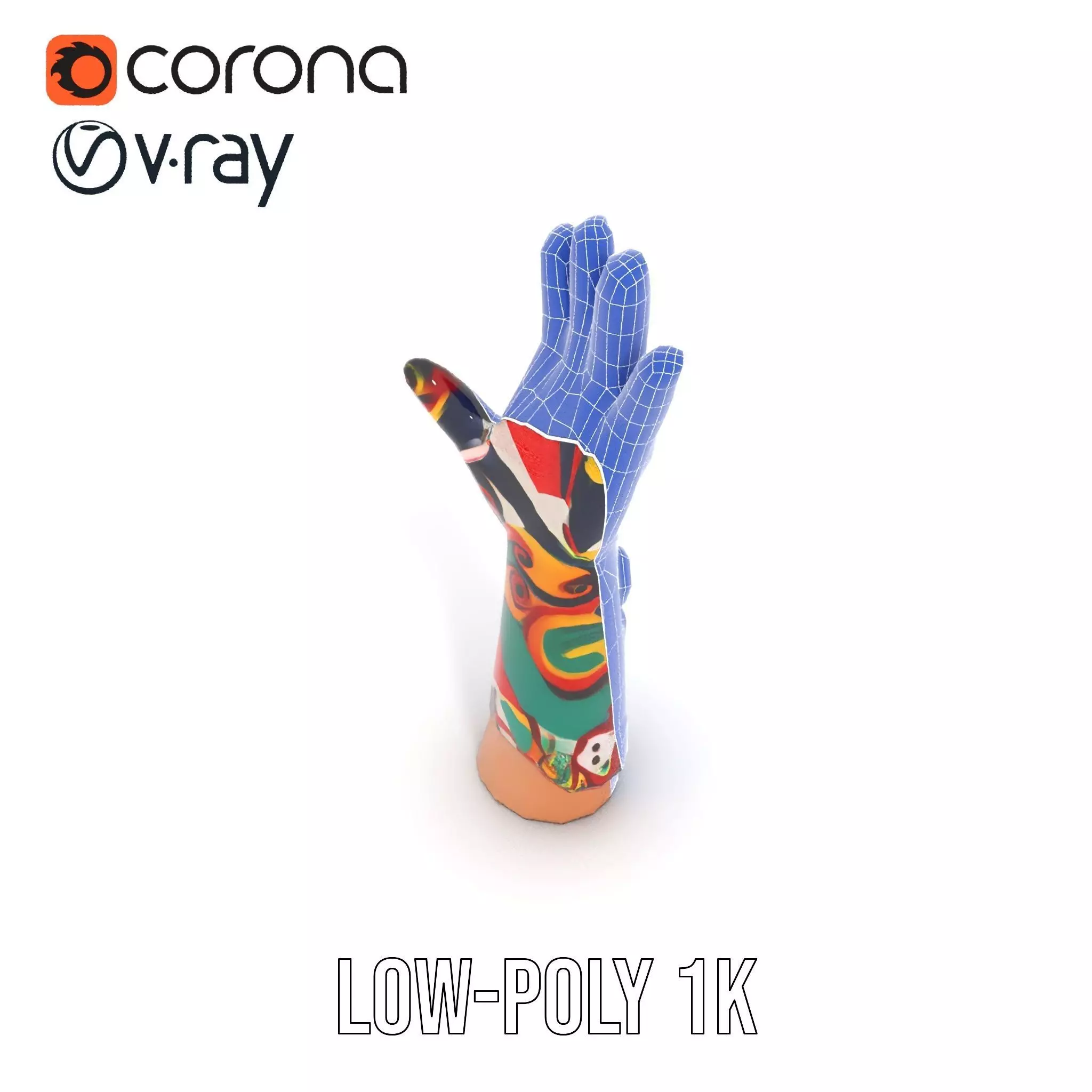Colorful Artistic Glove model pack Low-poly 3D model_28