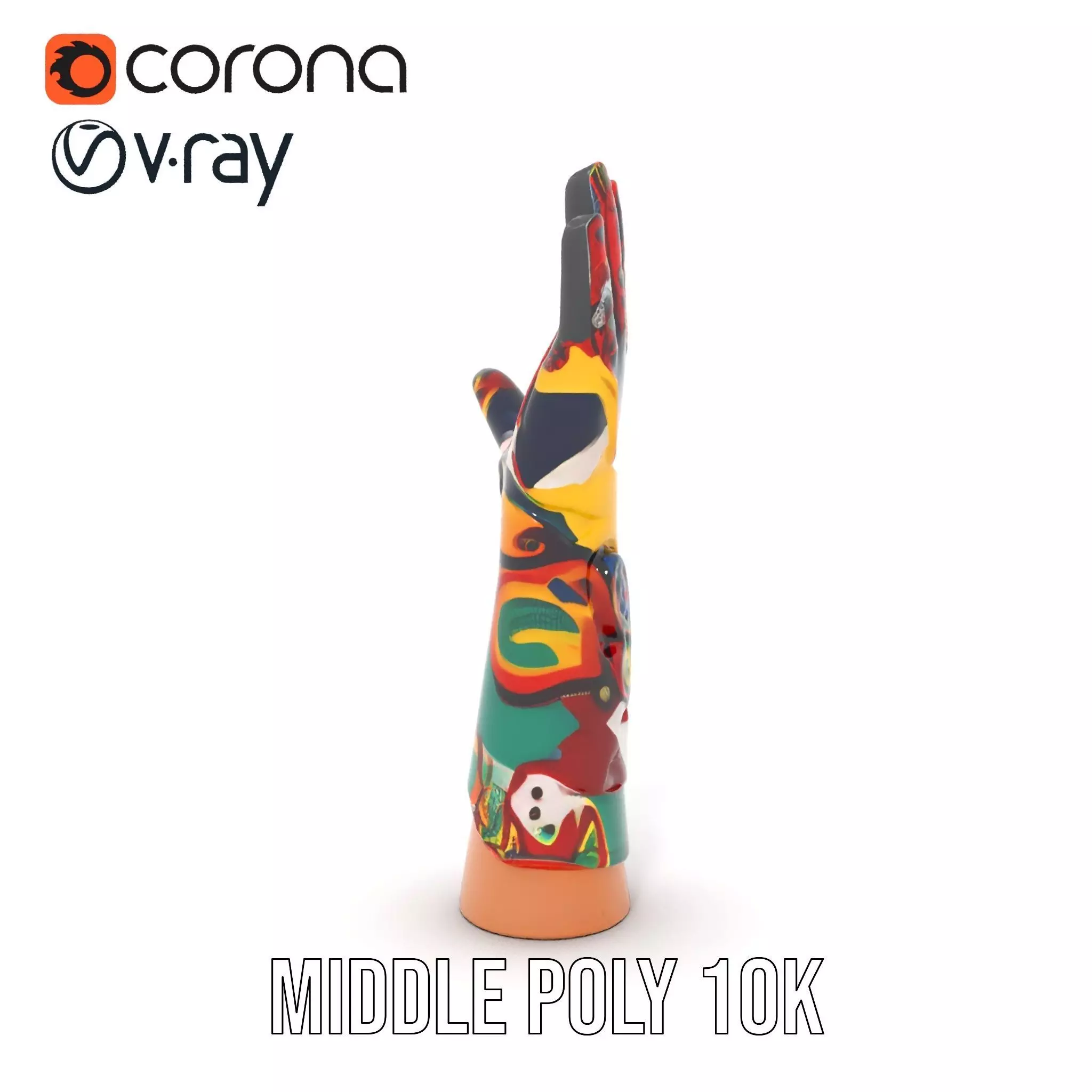 Colorful Artistic Glove model pack Low-poly 3D model_24