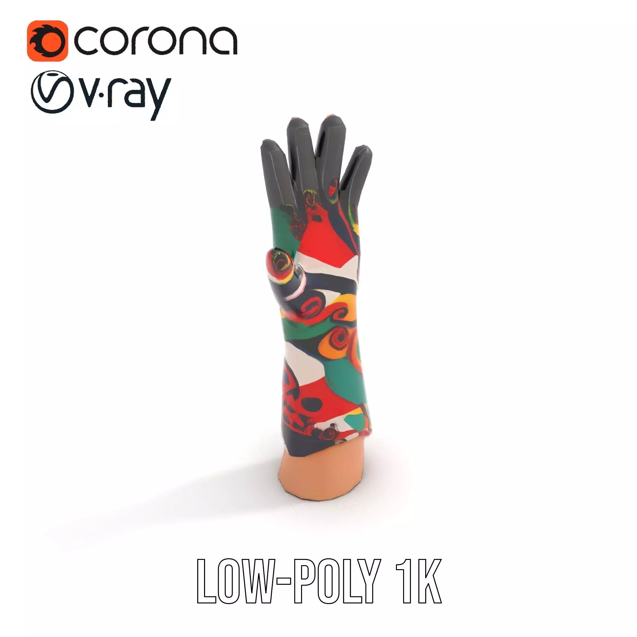 Colorful Artistic Glove model pack Low-poly 3D model_23