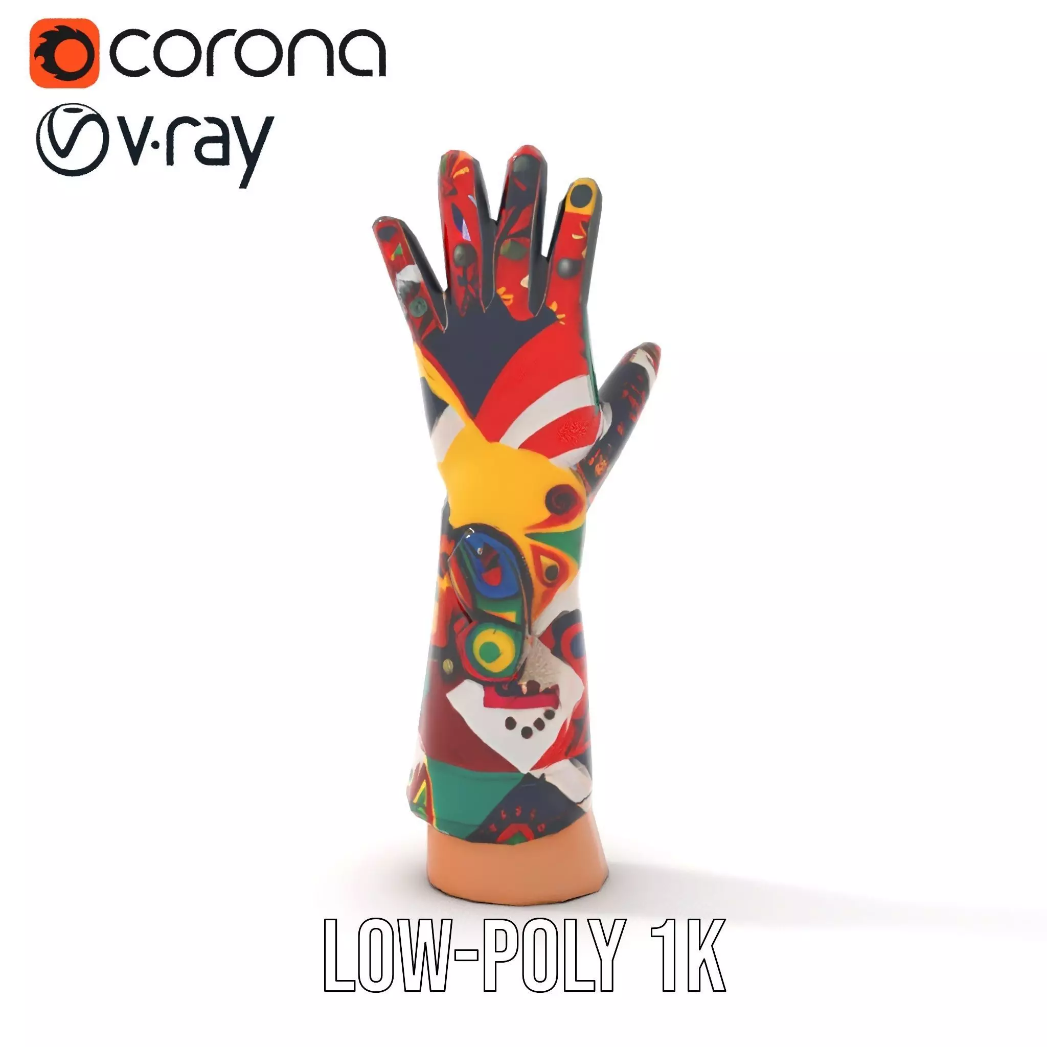 Colorful Artistic Glove model pack Low-poly 3D model_9