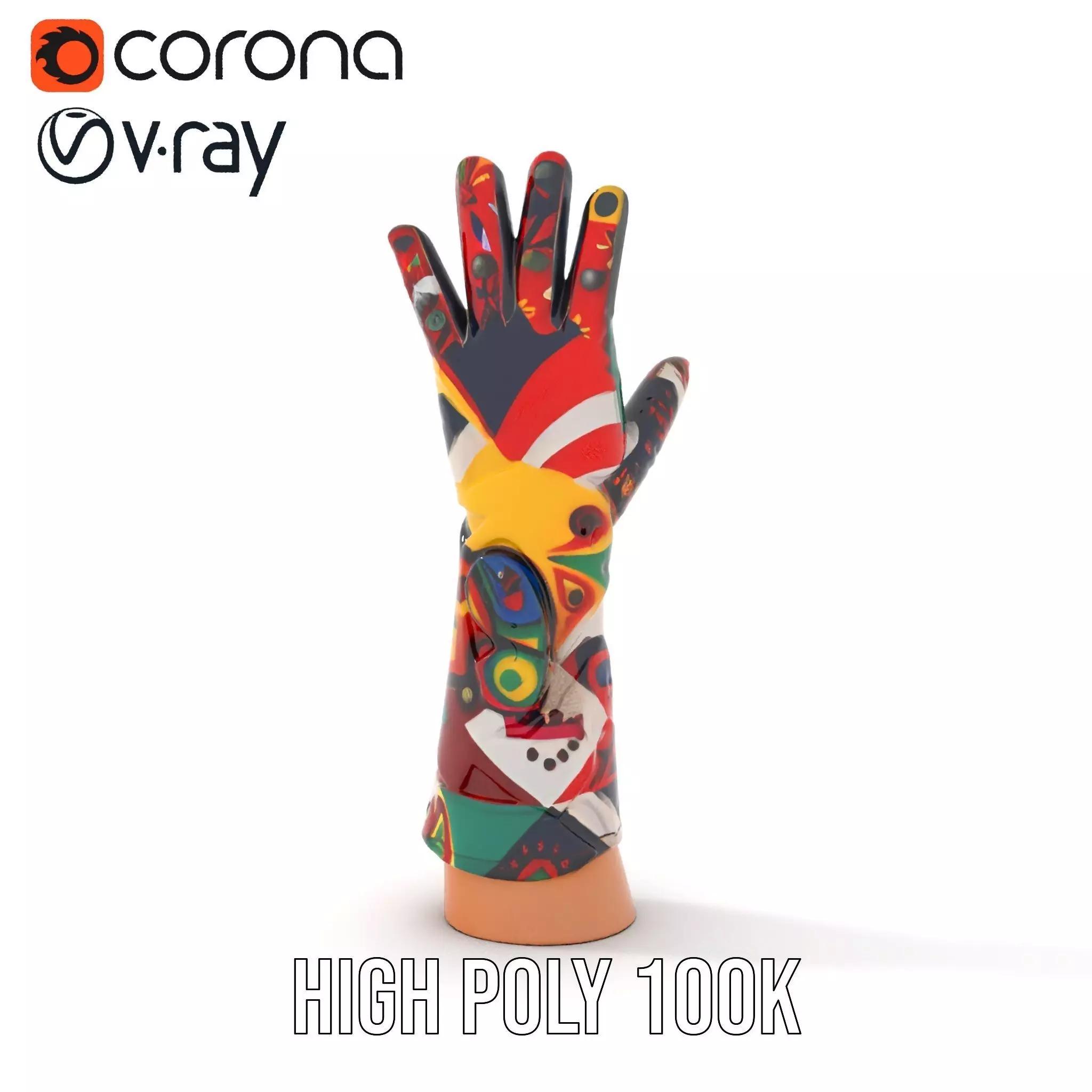 Colorful Artistic Glove model pack Low-poly 3D model_15