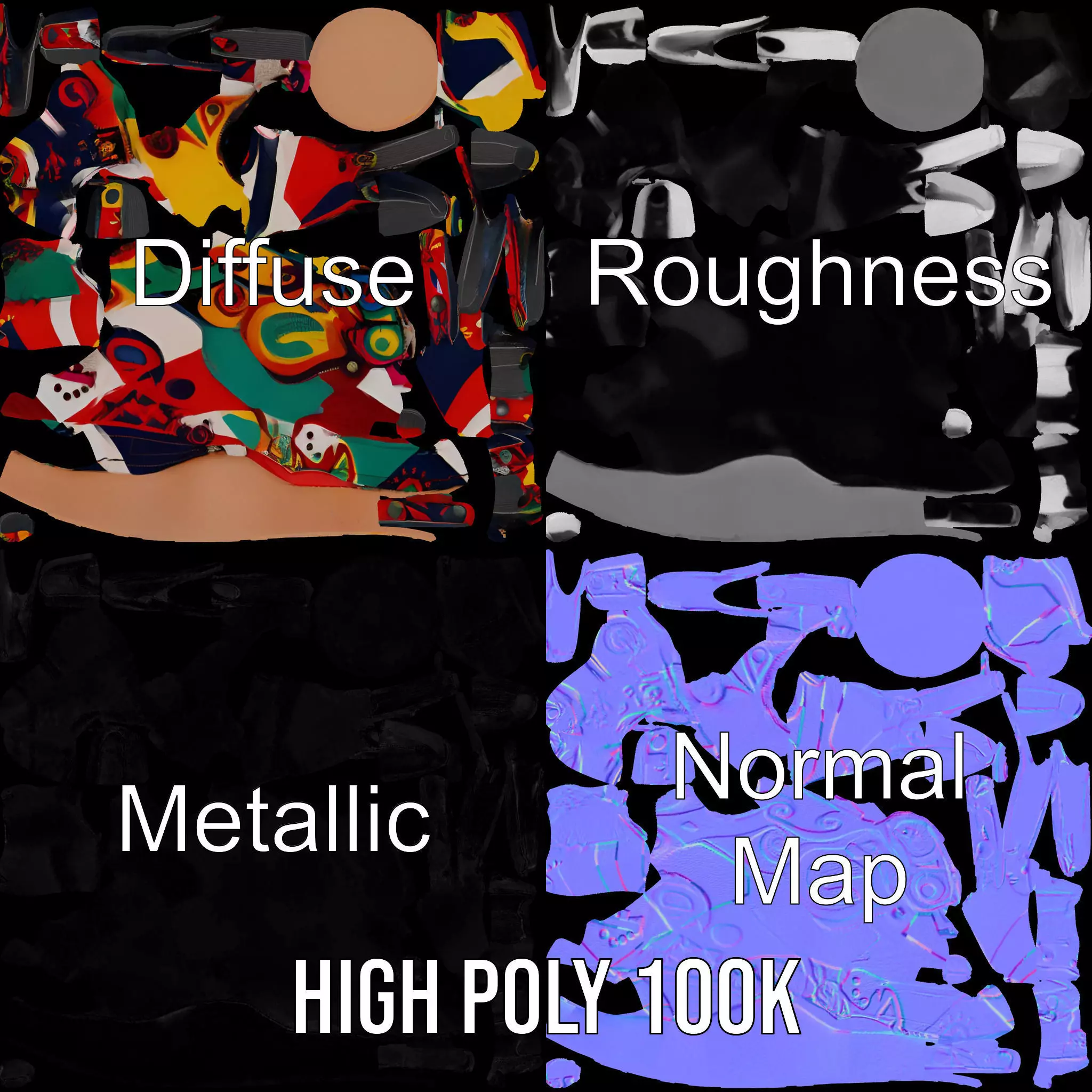 Colorful Artistic Glove model pack Low-poly 3D model_4