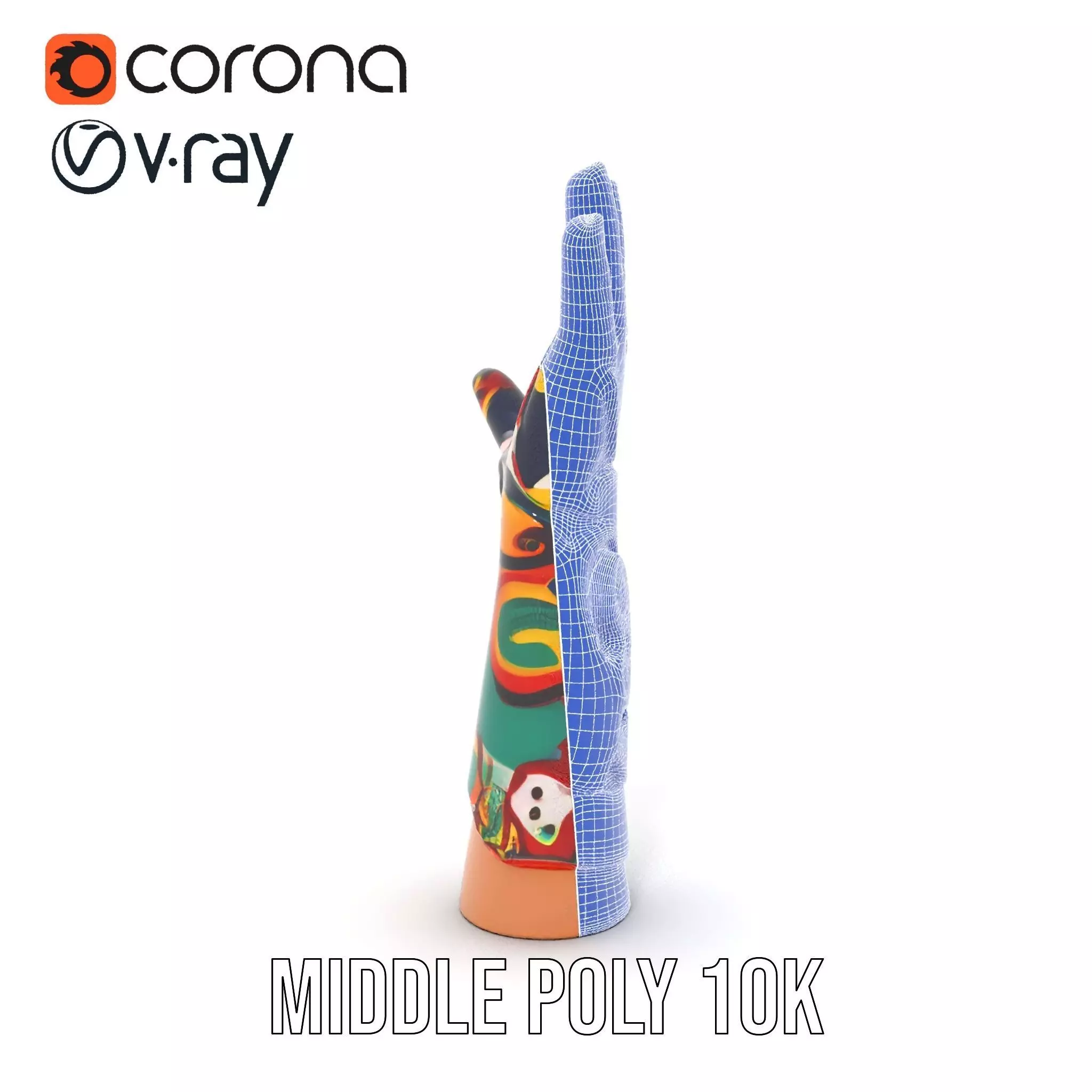 Colorful Artistic Glove model pack Low-poly 3D model_13