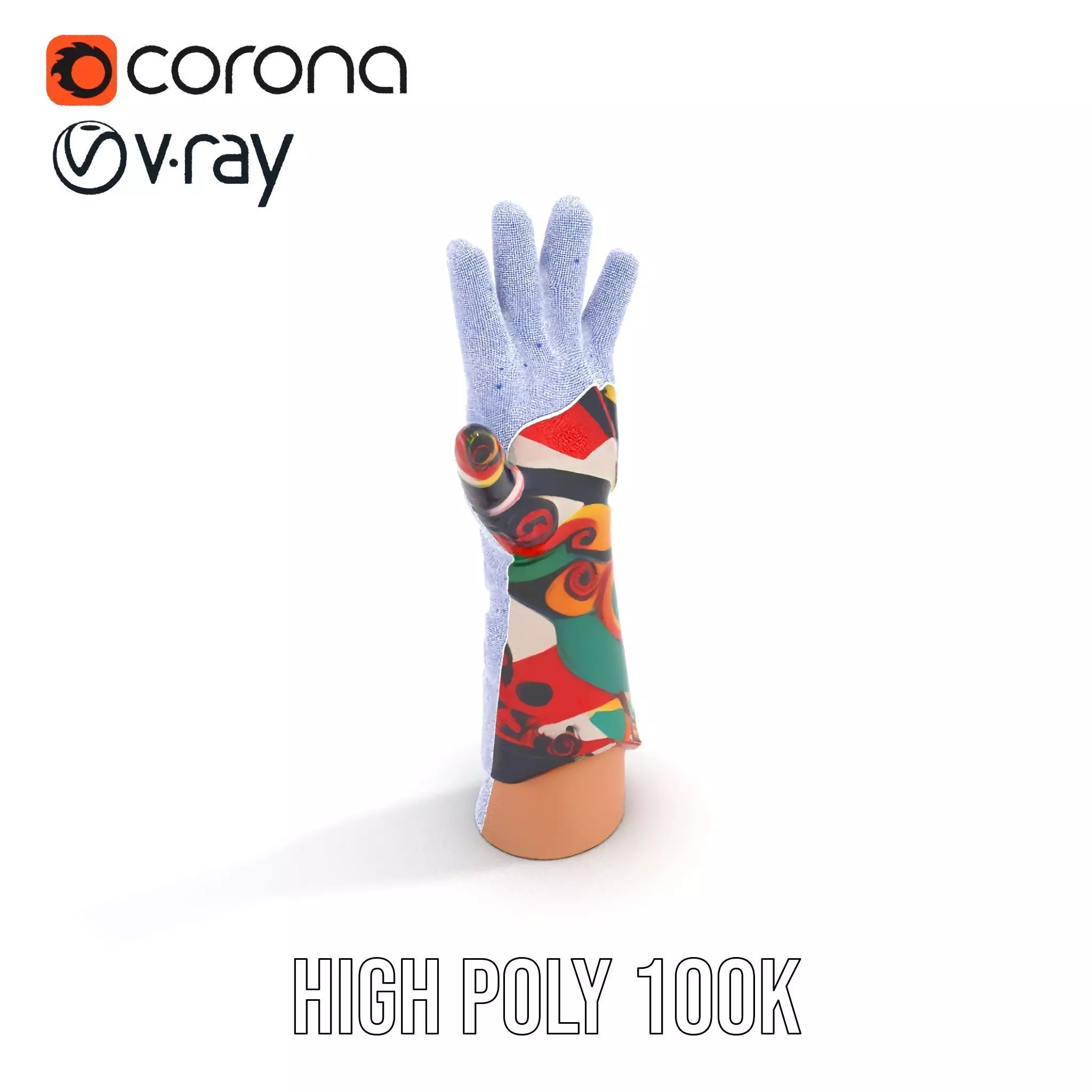 Colorful Artistic Glove model pack Low-poly 3D model_29