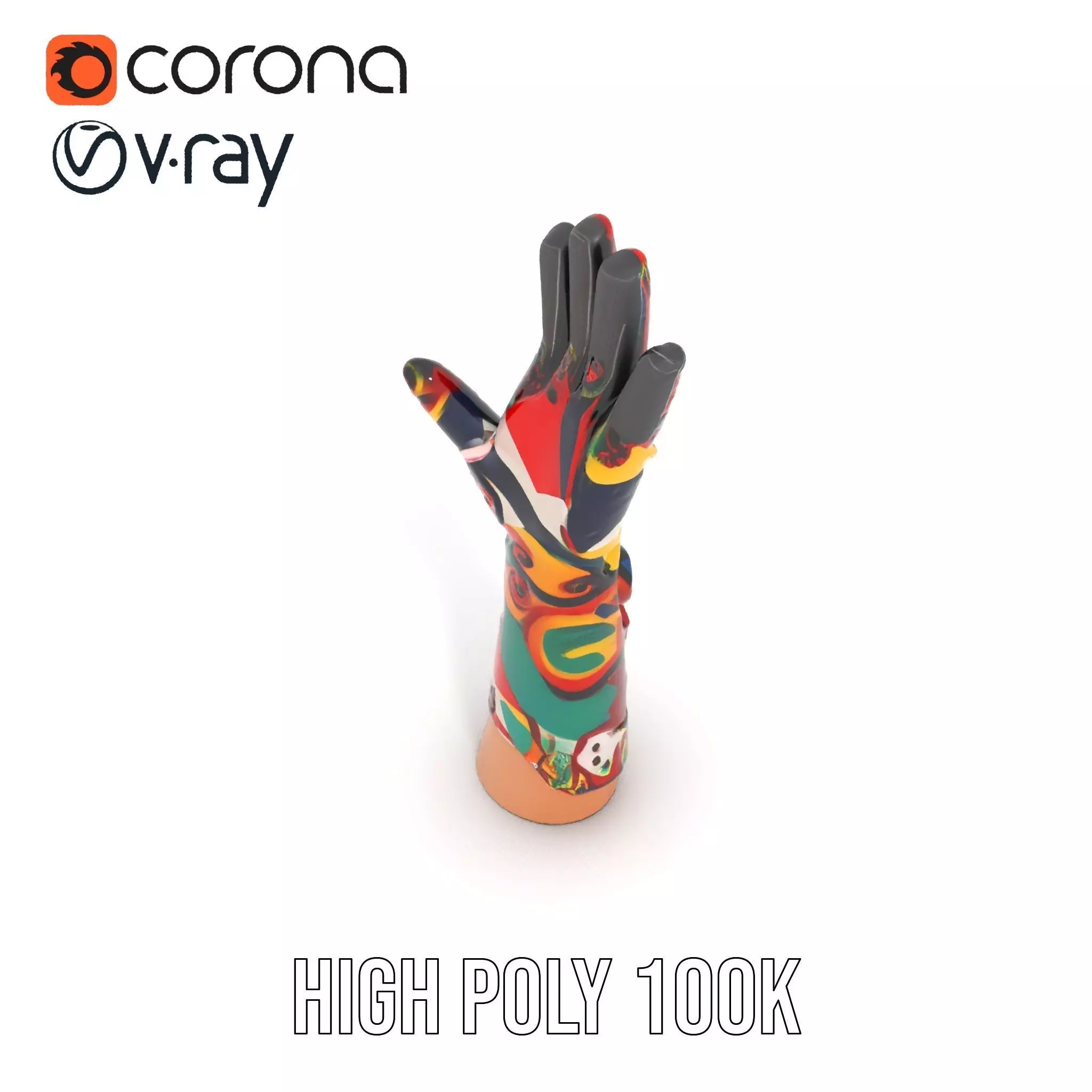 Colorful Artistic Glove model pack Low-poly 3D model_26