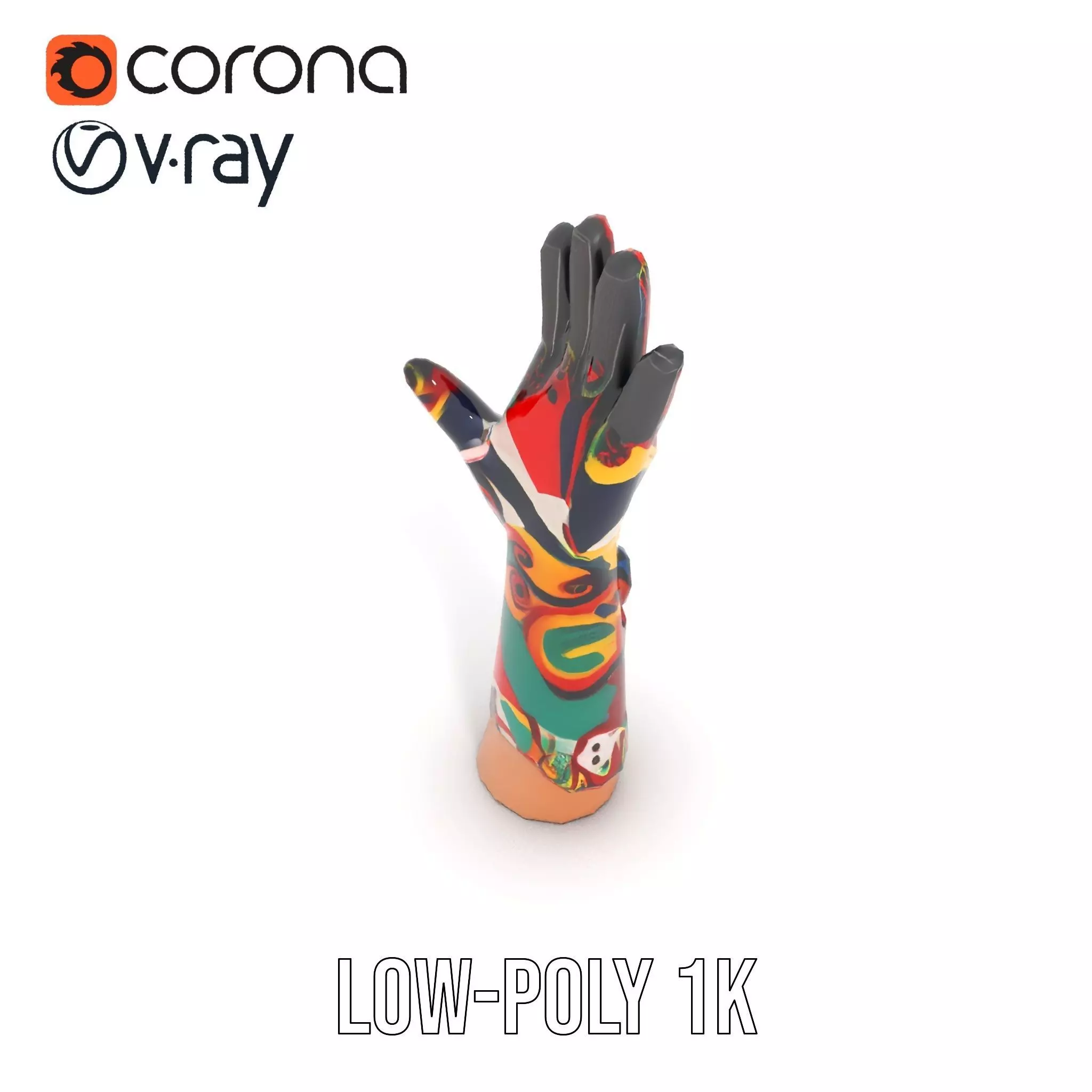 Colorful Artistic Glove model pack Low-poly 3D model_8