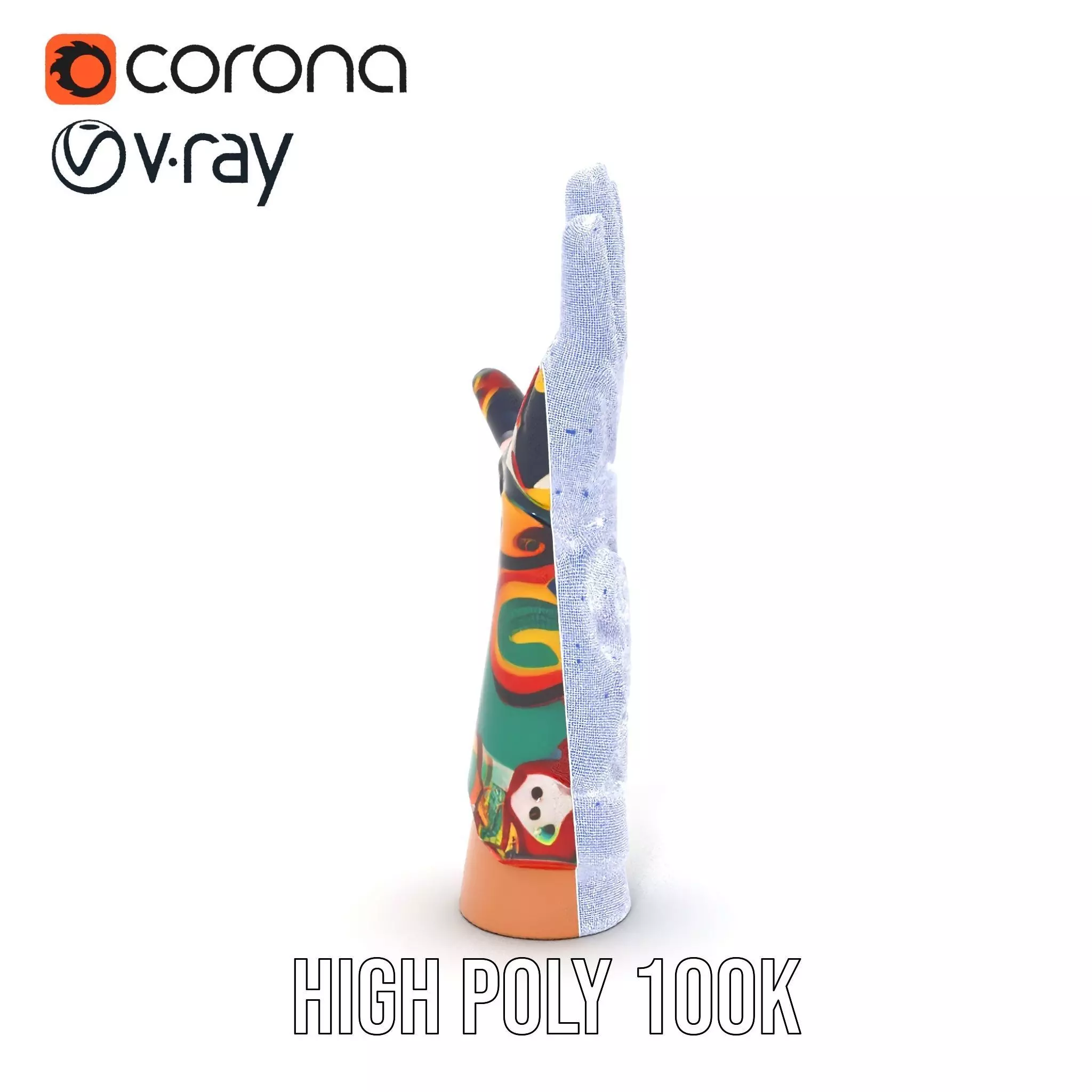 Colorful Artistic Glove model pack Low-poly 3D model_32