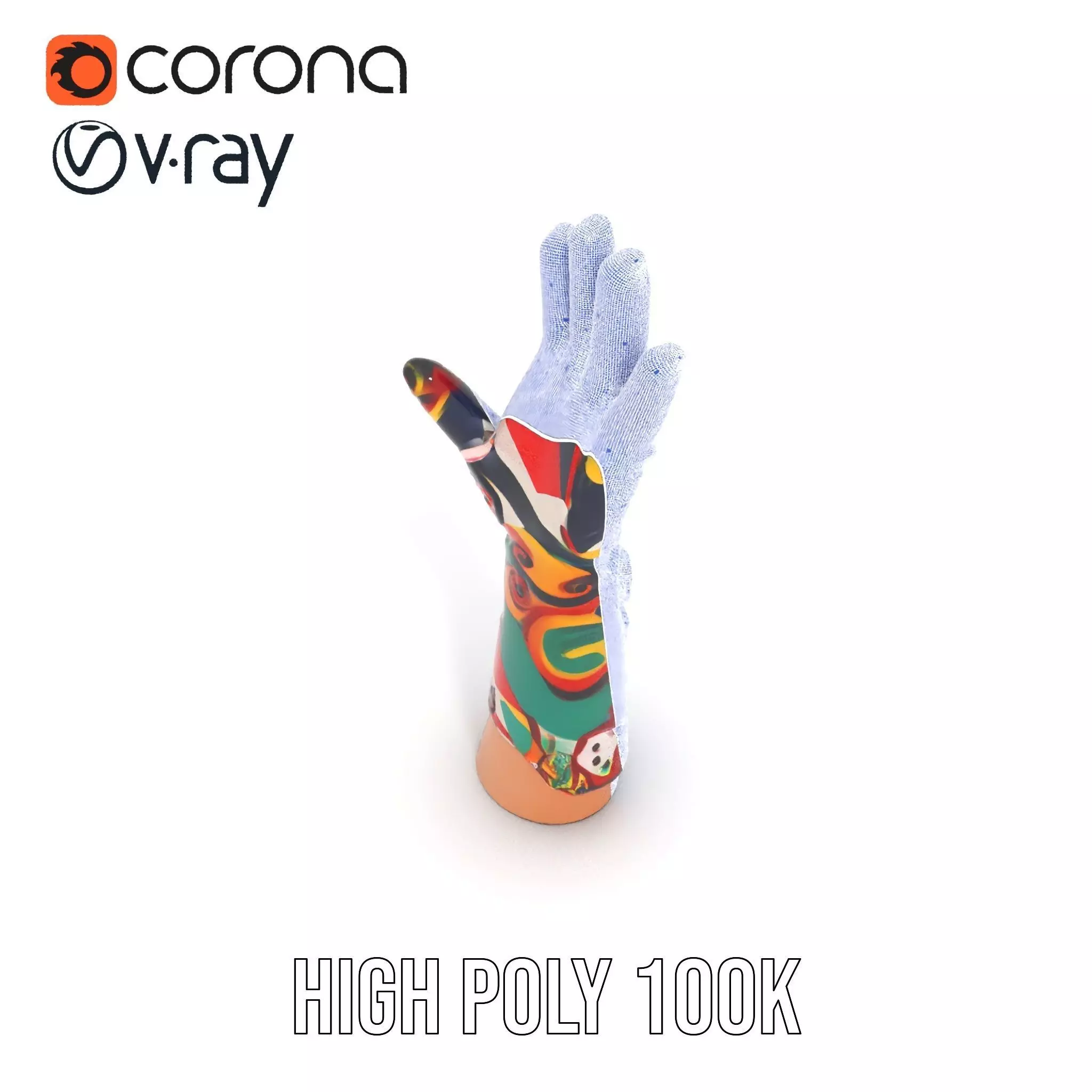 Colorful Artistic Glove model pack Low-poly 3D model_18