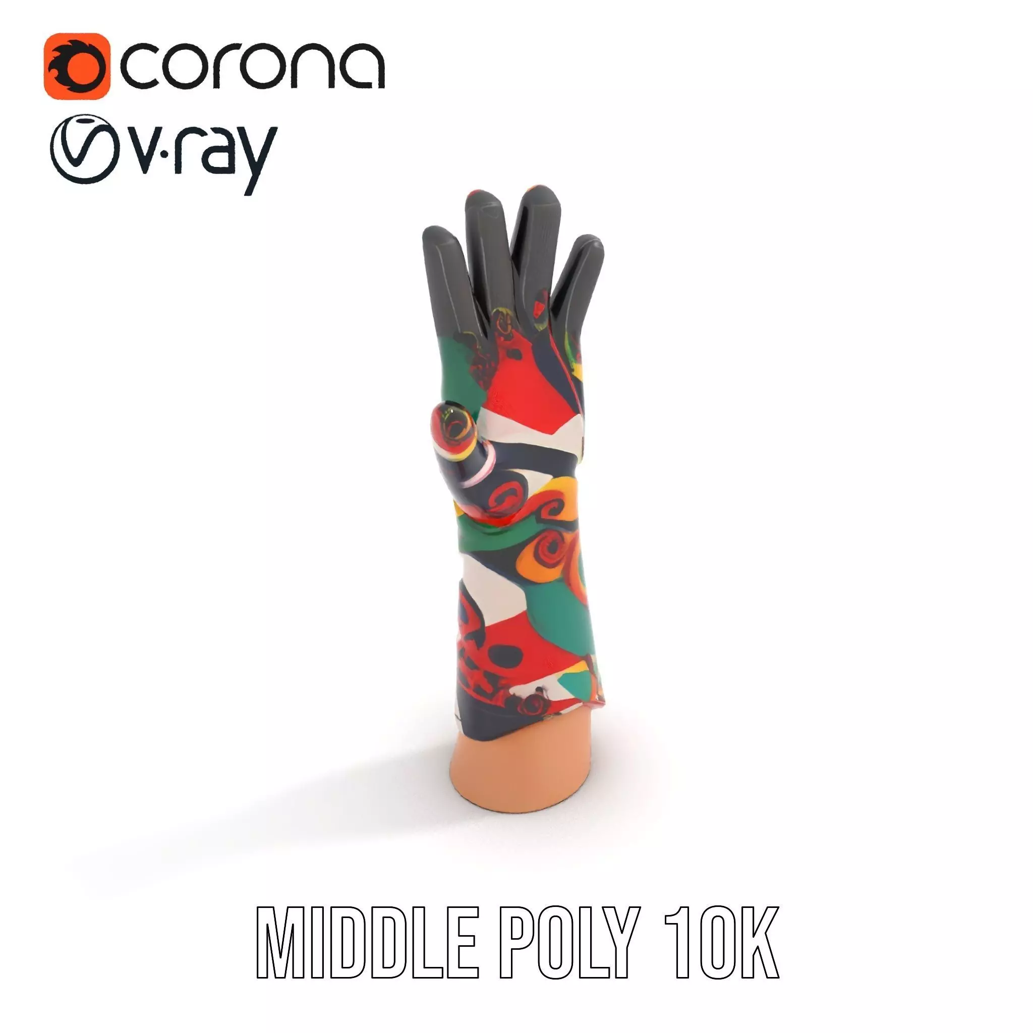 Colorful Artistic Glove model pack Low-poly 3D model_7