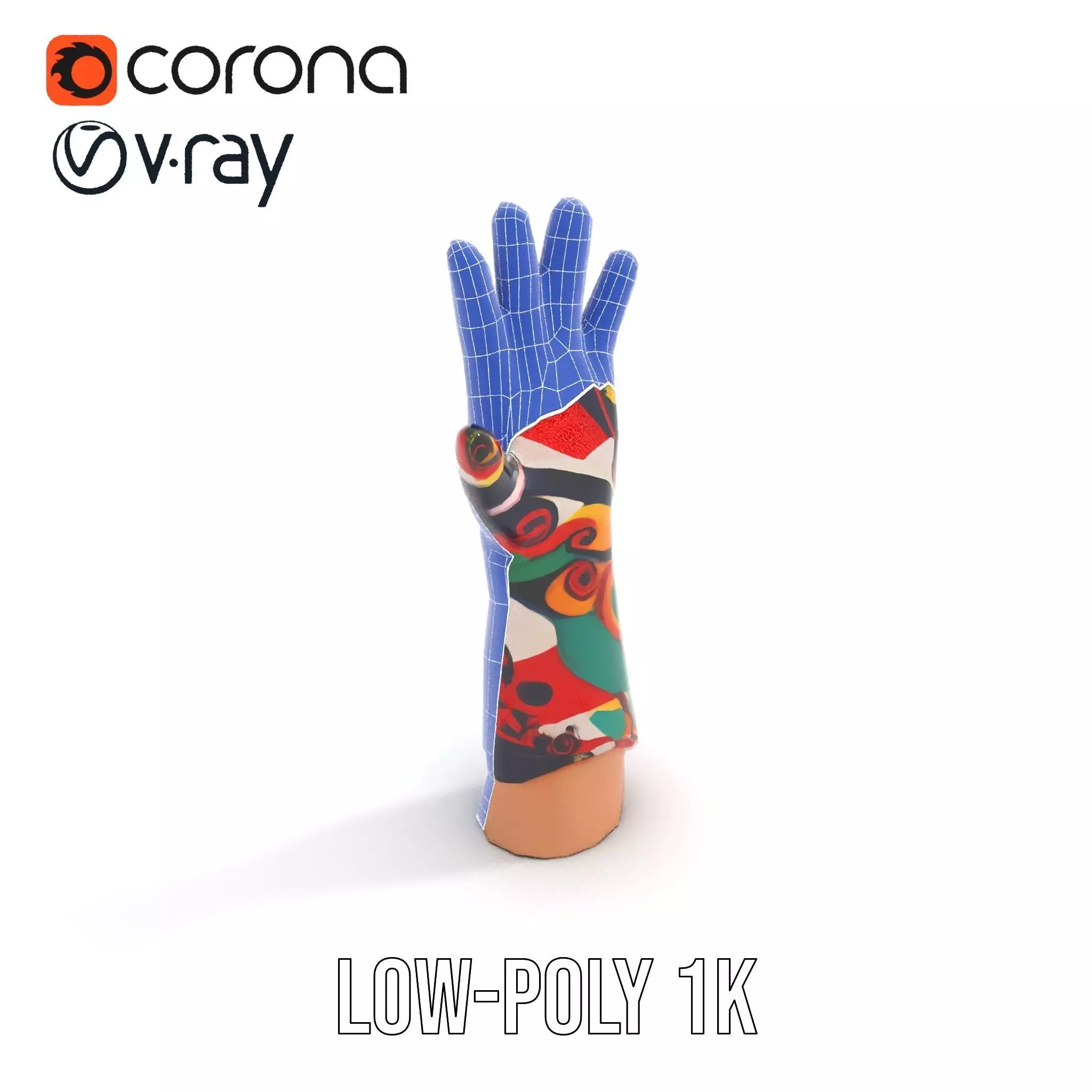 Colorful Artistic Glove model pack Low-poly 3D model_12
