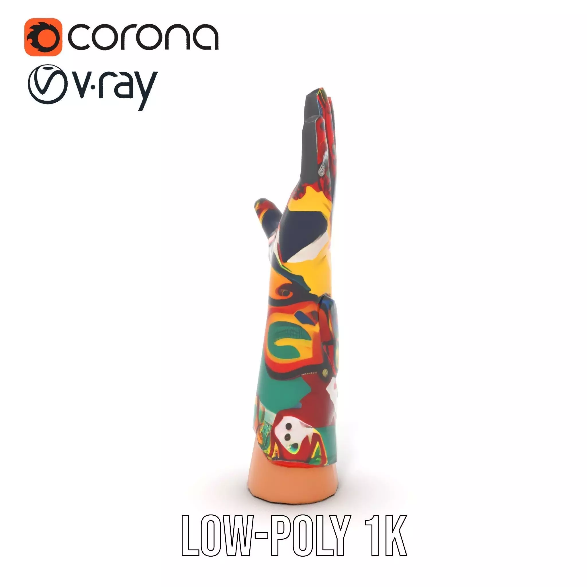 Colorful Artistic Glove model pack Low-poly 3D model_20
