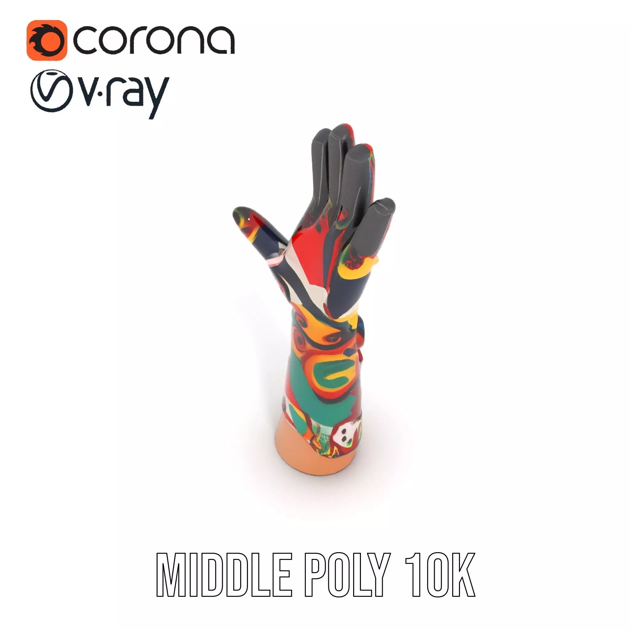 Colorful Artistic Glove model pack Low-poly 3D model_6