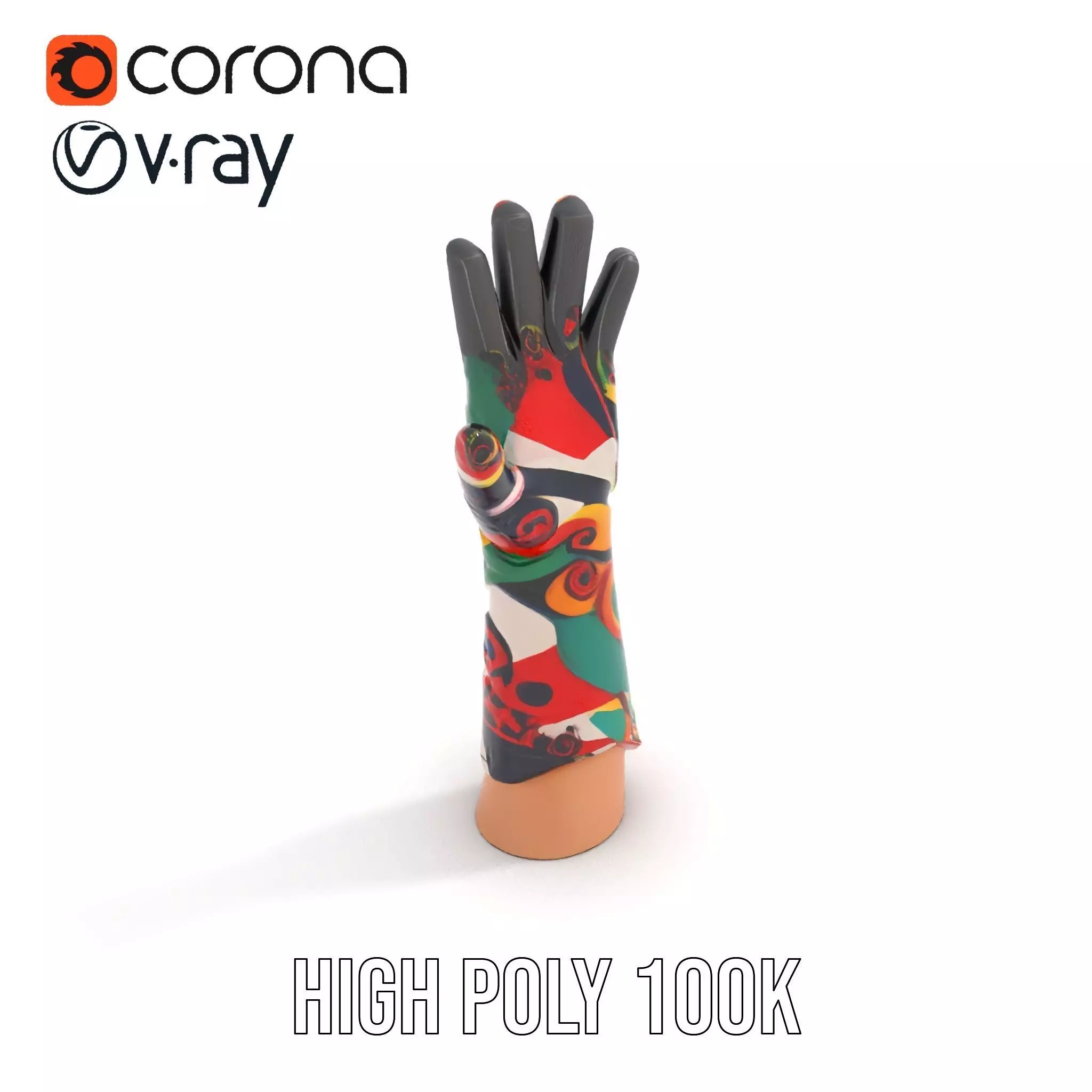 Colorful Artistic Glove model pack Low-poly 3D model_10