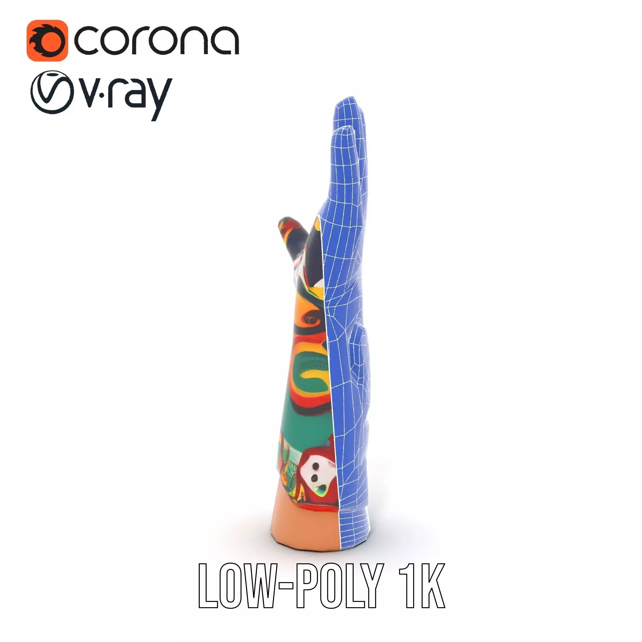 Colorful Artistic Glove model pack Low-poly 3D model_31