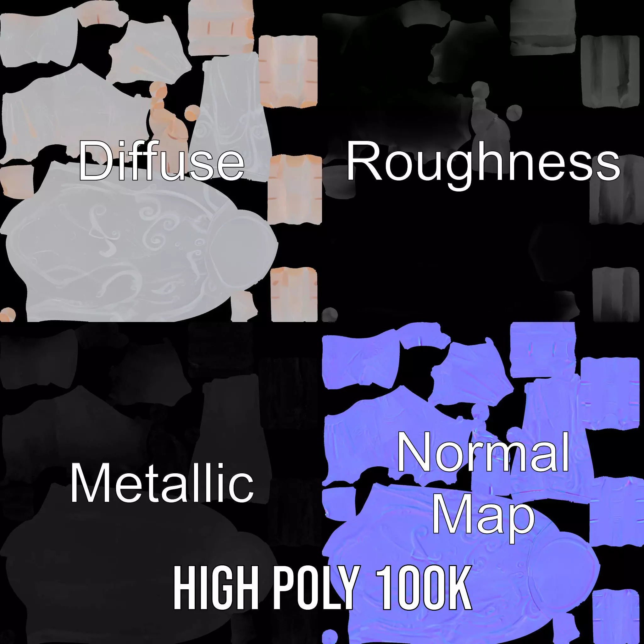 Realistic Human Arm with Tattoo Model Pack Low-poly 3D model_3