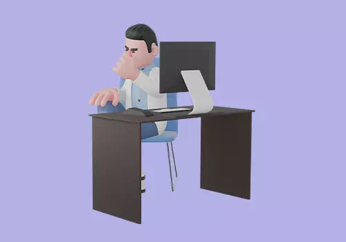 Stylized 3D Male Doctor Character - Thinking Pose at Desk 3D model_3