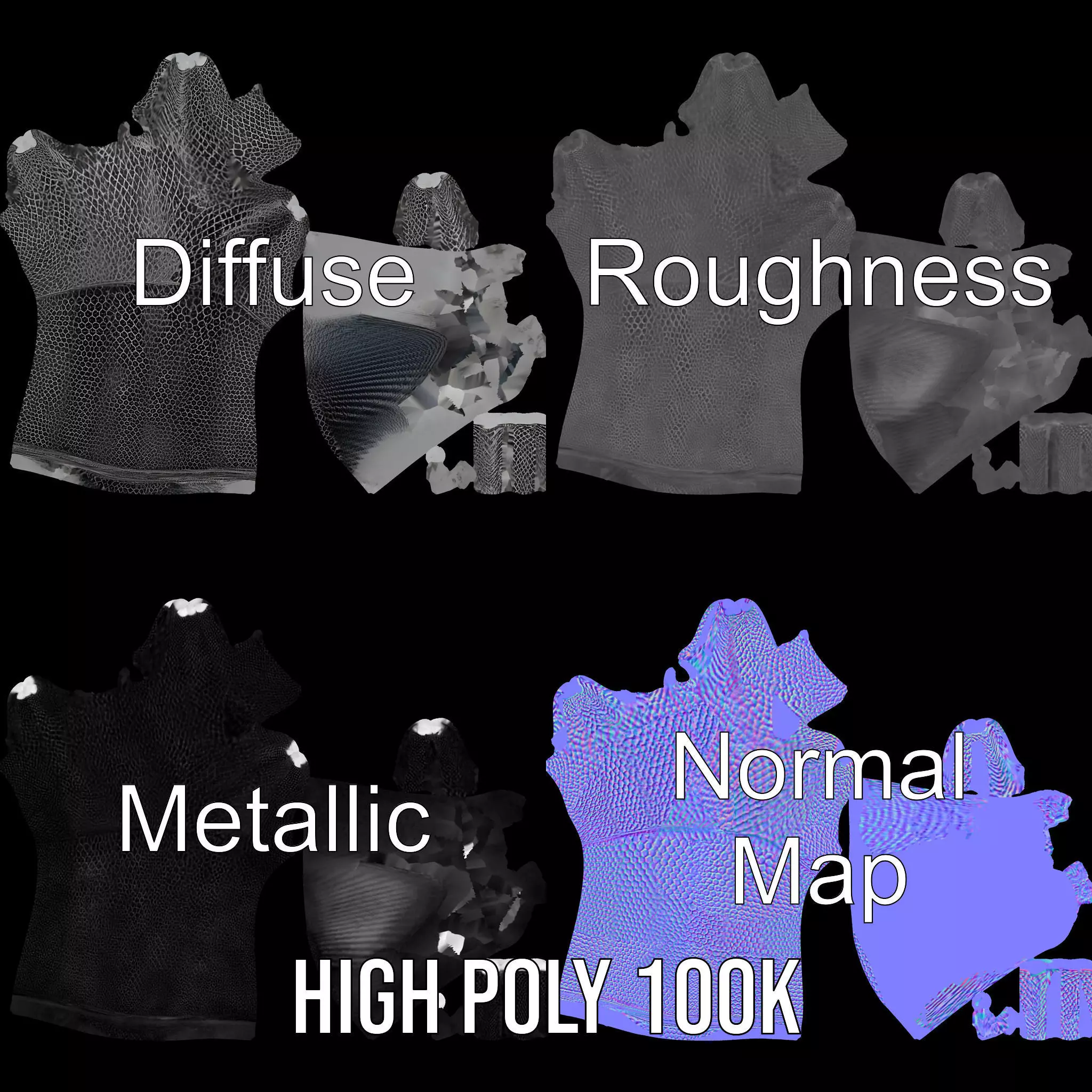 Chainmail Glove Model Pack  Detailed Medieval Armor Accessory Low-poly 3D model_3