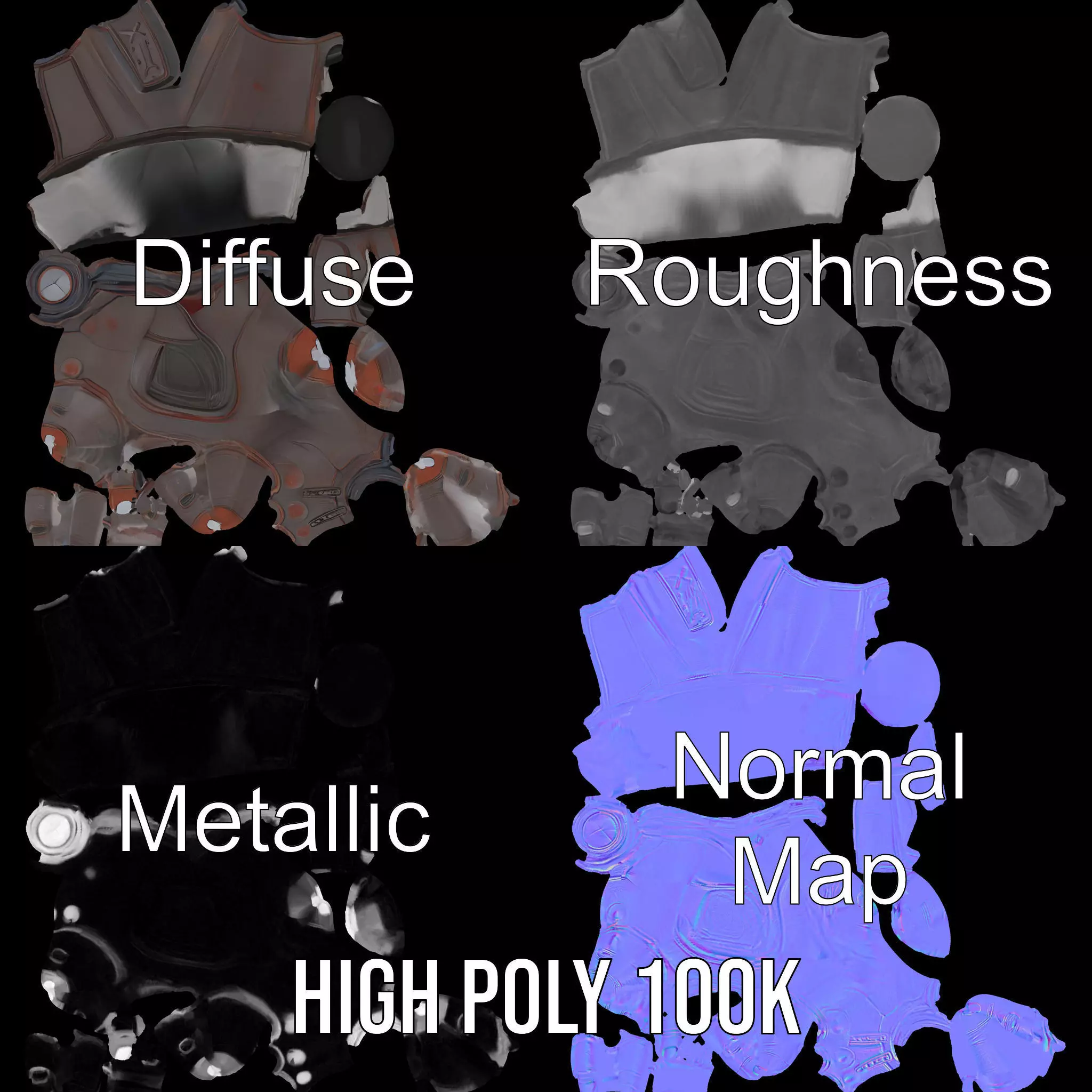 Futuristic Mechanical Glove Model Pack Low-poly 3D model_3